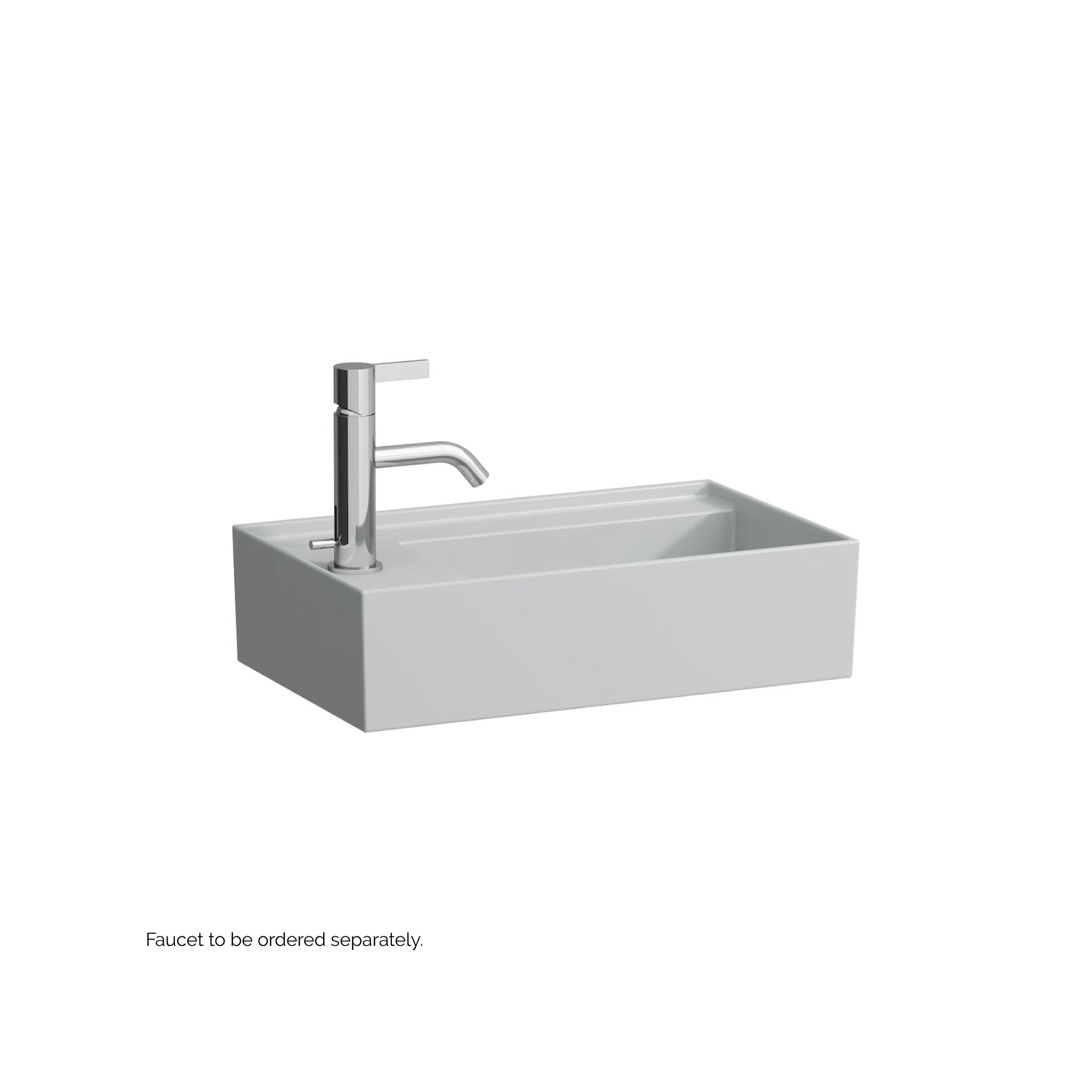 Laufen, Laufen Kartell 18" x 11" Matte Gray Wall-Mounted Tap Bank-Left Bathroom Sink With Faucet Hole