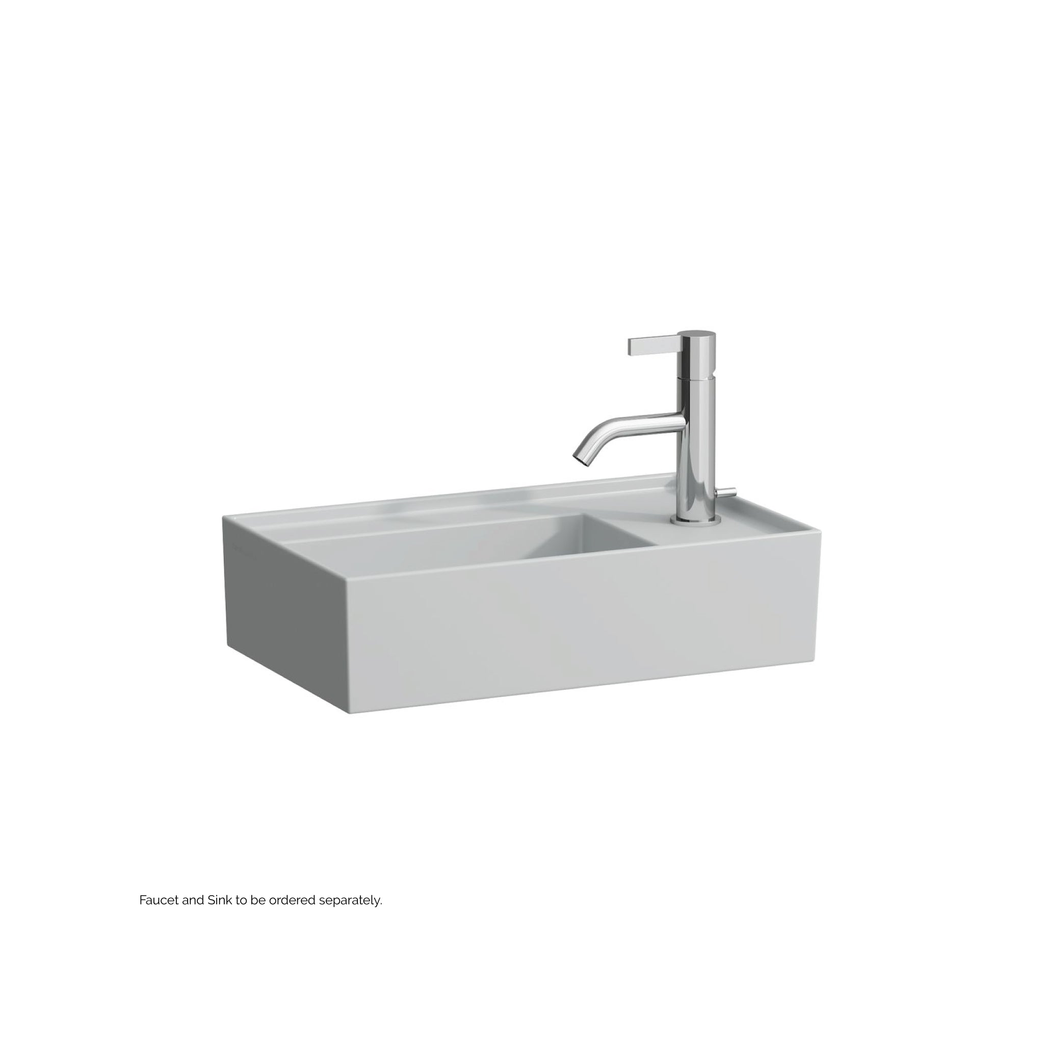 Laufen, Laufen Kartell 18" x 11" Matte Gray Wall-Mounted Tap Bank-Right Bathroom Sink With Faucet Hole