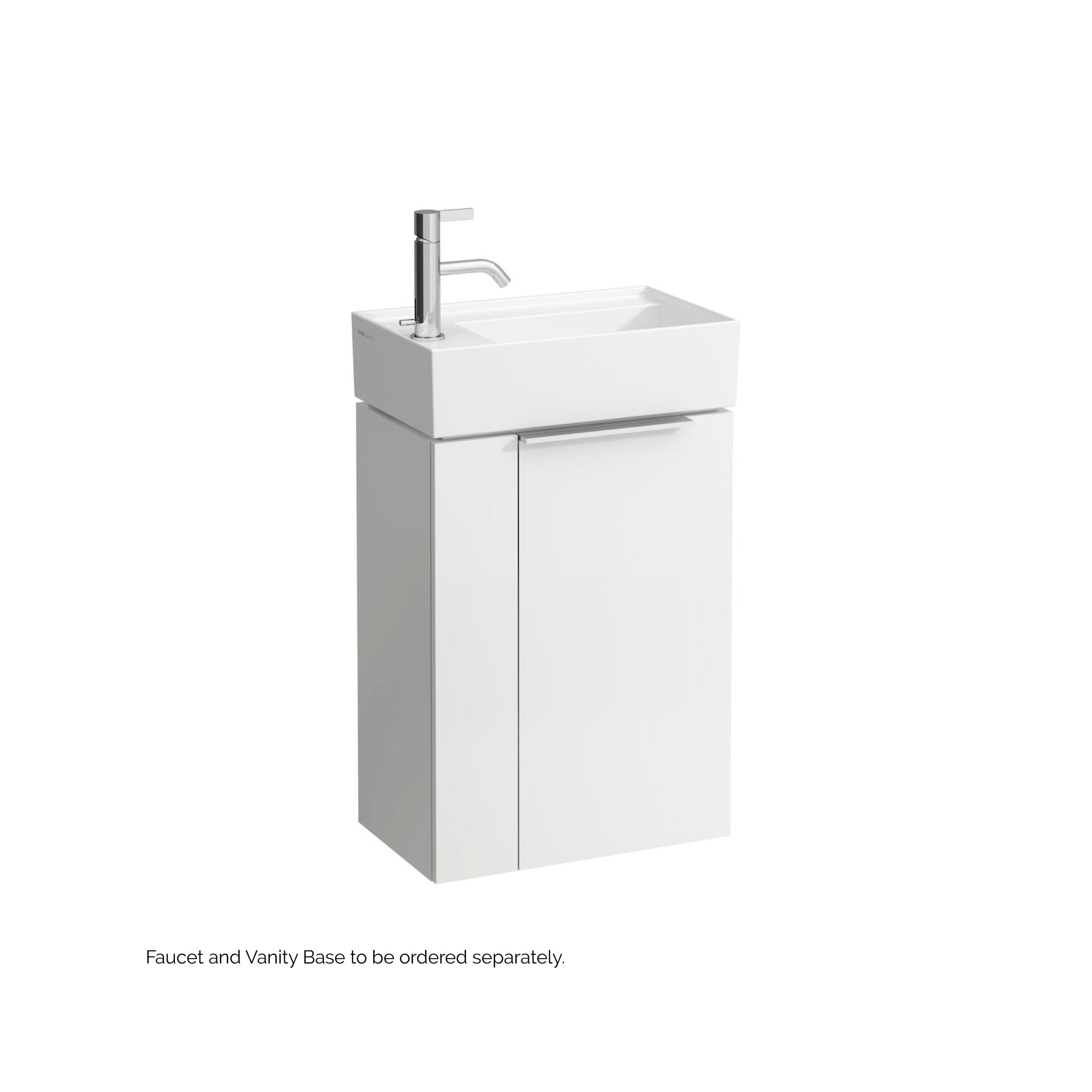 Laufen, Laufen Kartell 18" x 11" Matte White Wall-Mounted Tap Bank-Left Bathroom Sink With Faucet Hole