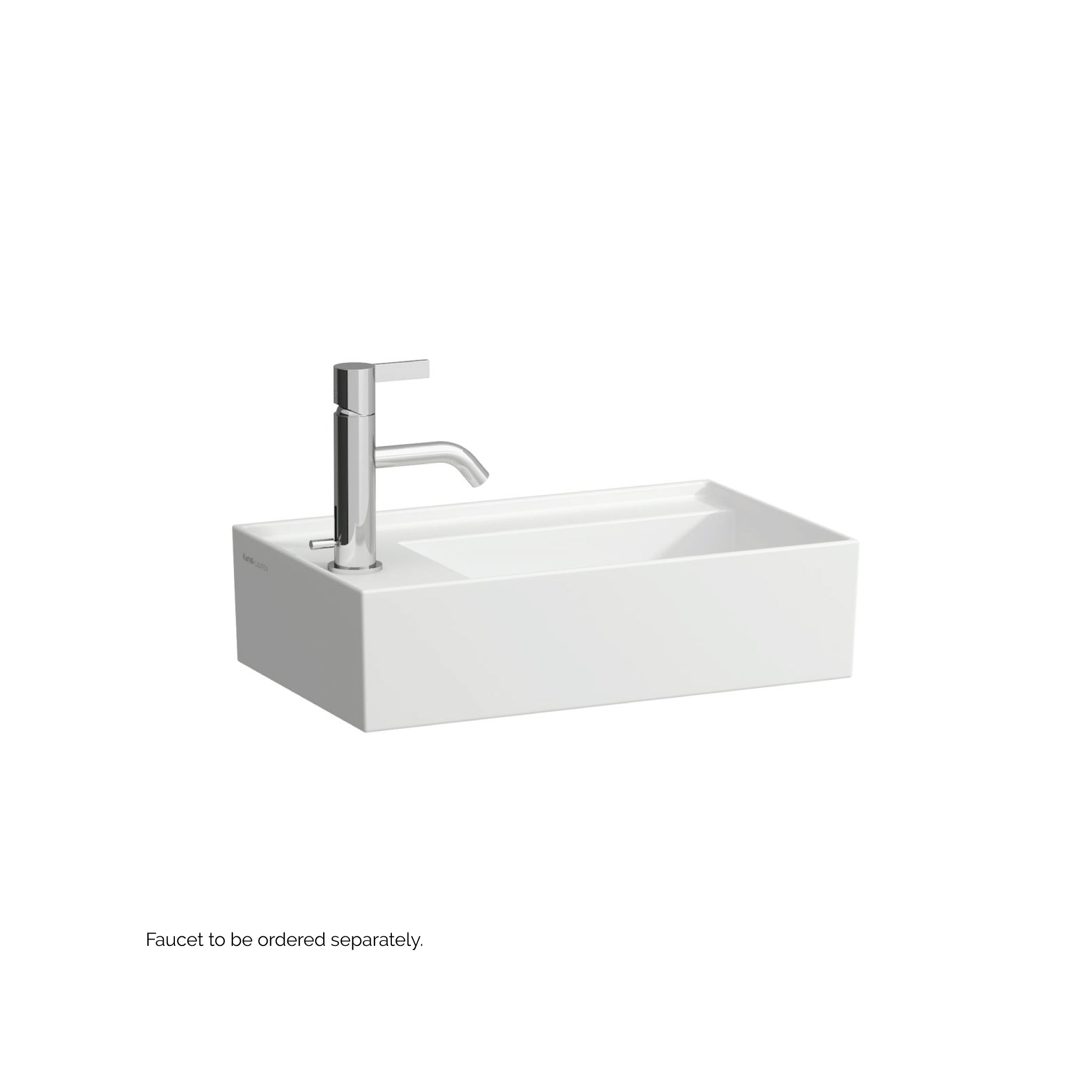 Laufen, Laufen Kartell 18" x 11" Matte White Wall-Mounted Tap Bank-Left Bathroom Sink With Faucet Hole