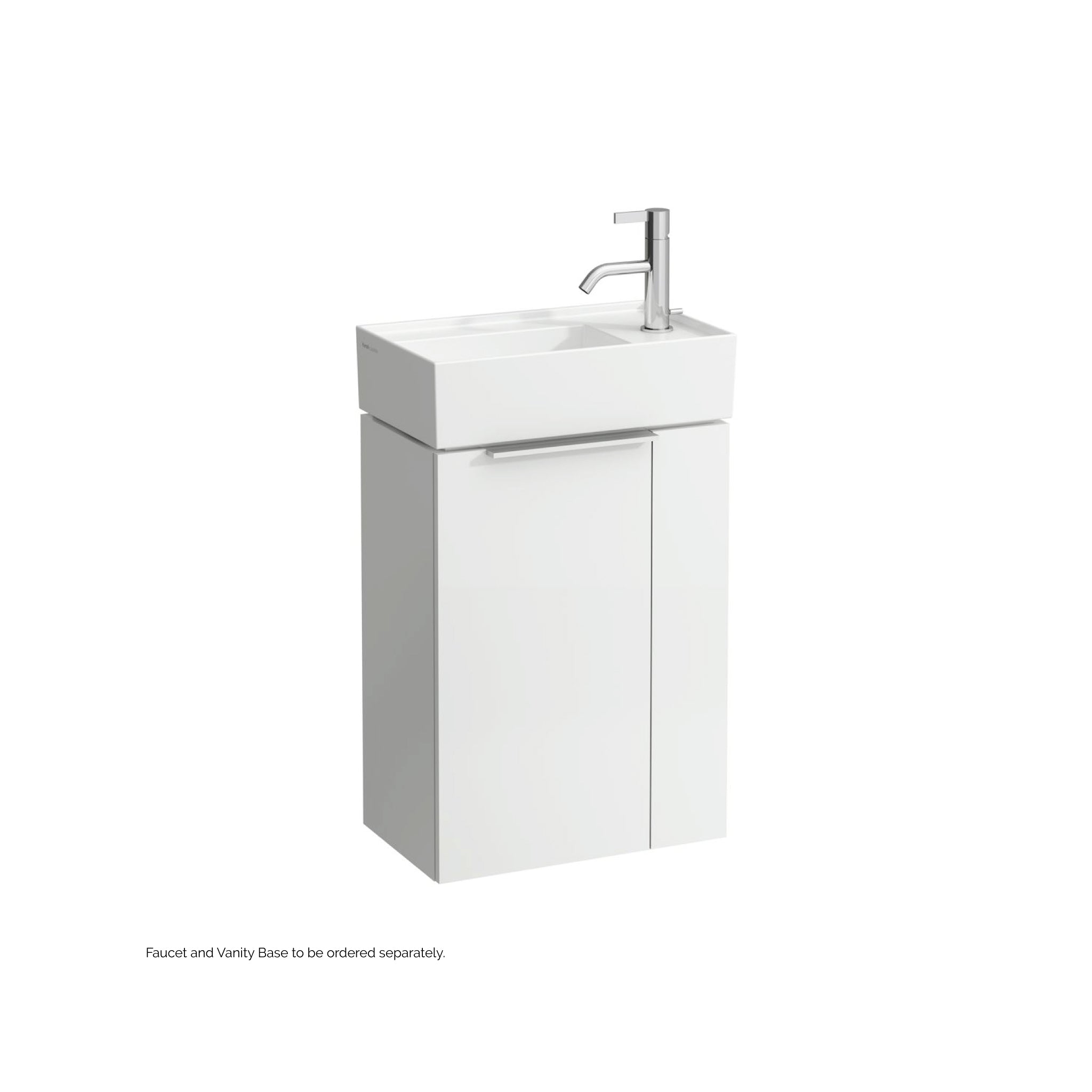 Laufen, Laufen Kartell 18" x 11" Matte White Wall-Mounted Tap Bank-Right Bathroom Sink With Faucet Hole