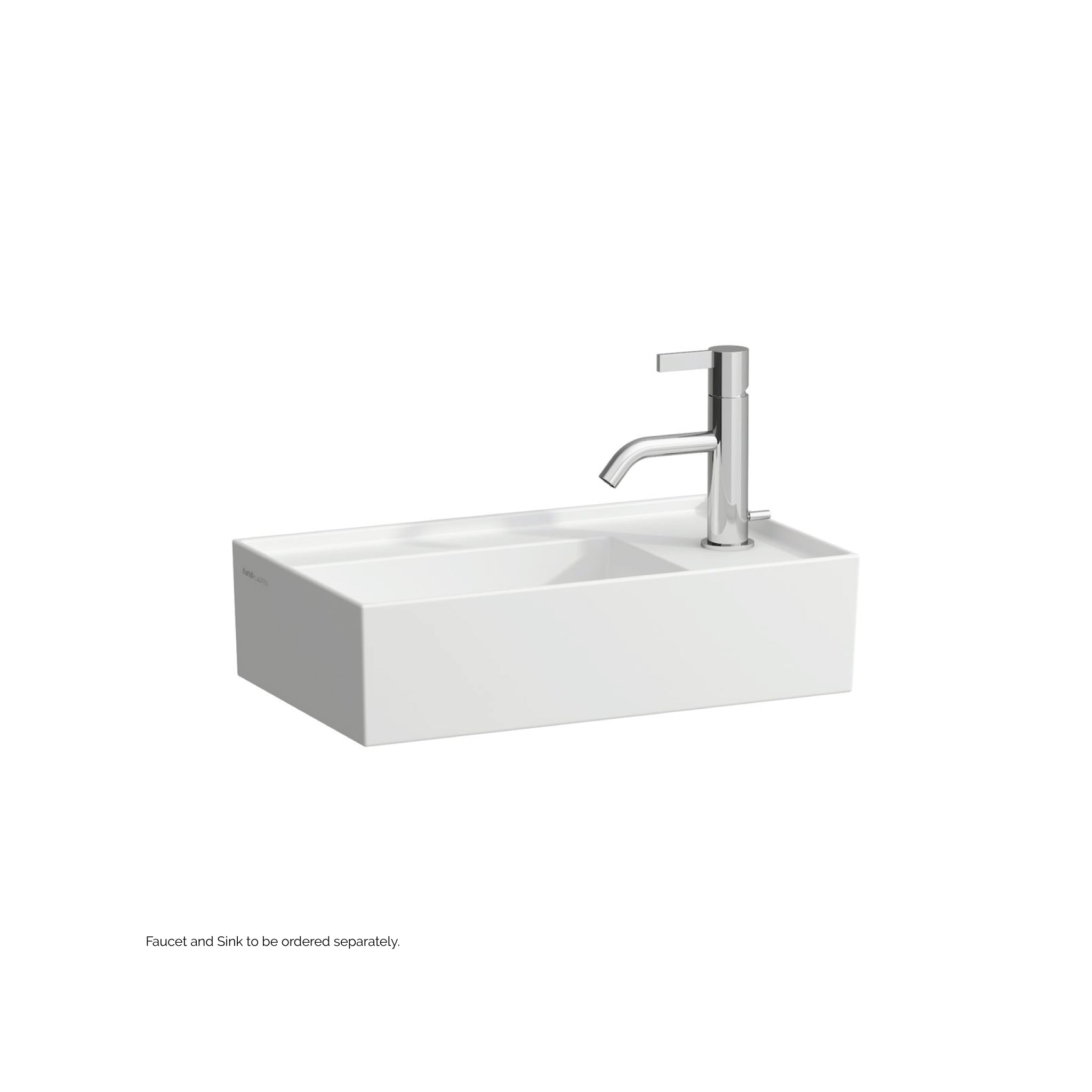 Laufen, Laufen Kartell 18" x 11" Matte White Wall-Mounted Tap Bank-Right Bathroom Sink With Faucet Hole