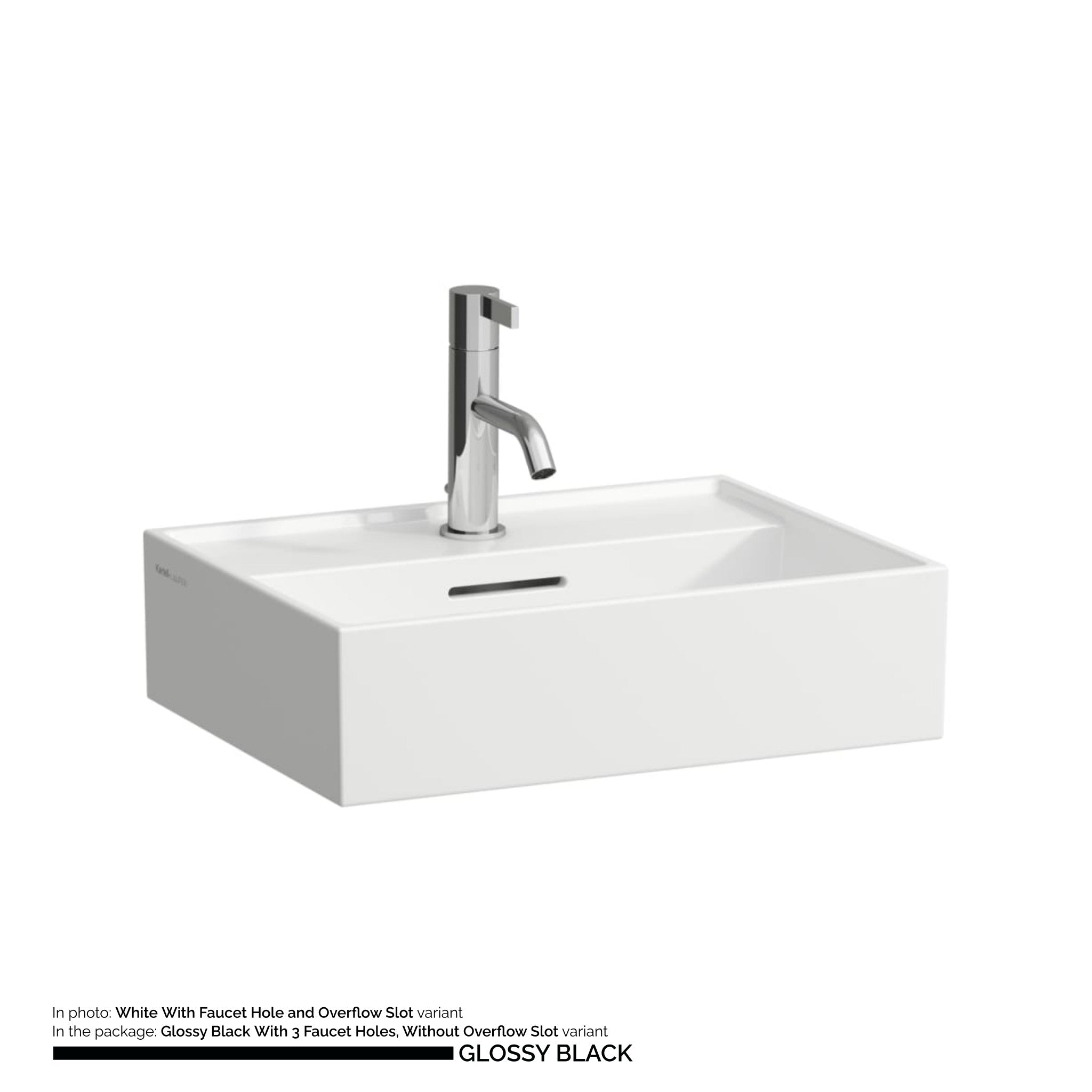 Laufen, Laufen Kartell 18" x 13" Glossy Black Countertop Bathroom Sink With 3 Faucet Holes