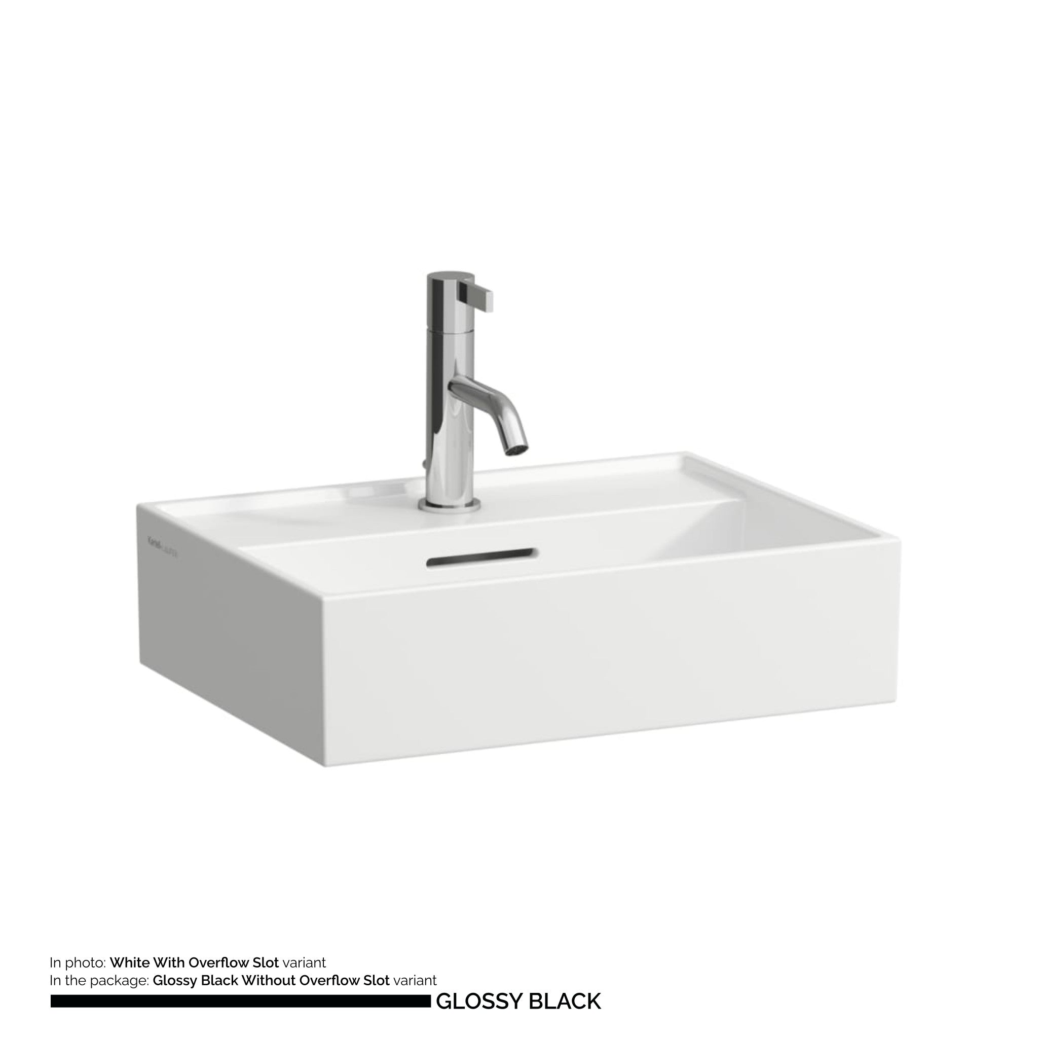 Laufen, Laufen Kartell 18" x 13" Glossy Black Countertop Bathroom Sink With Faucet Hole