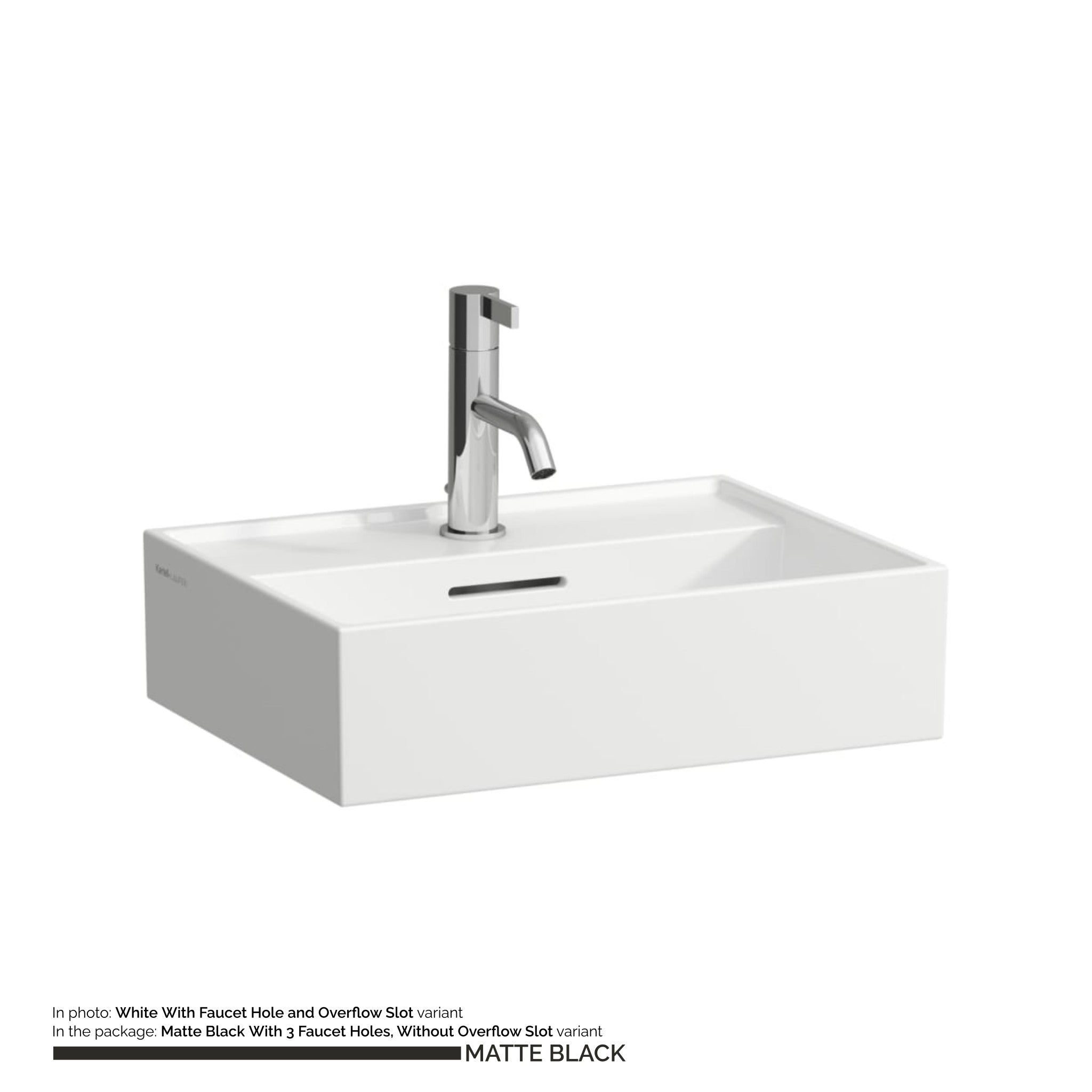 Laufen, Laufen Kartell 18" x 13" Matte Black Countertop Bathroom Sink With 3 Faucet Holes