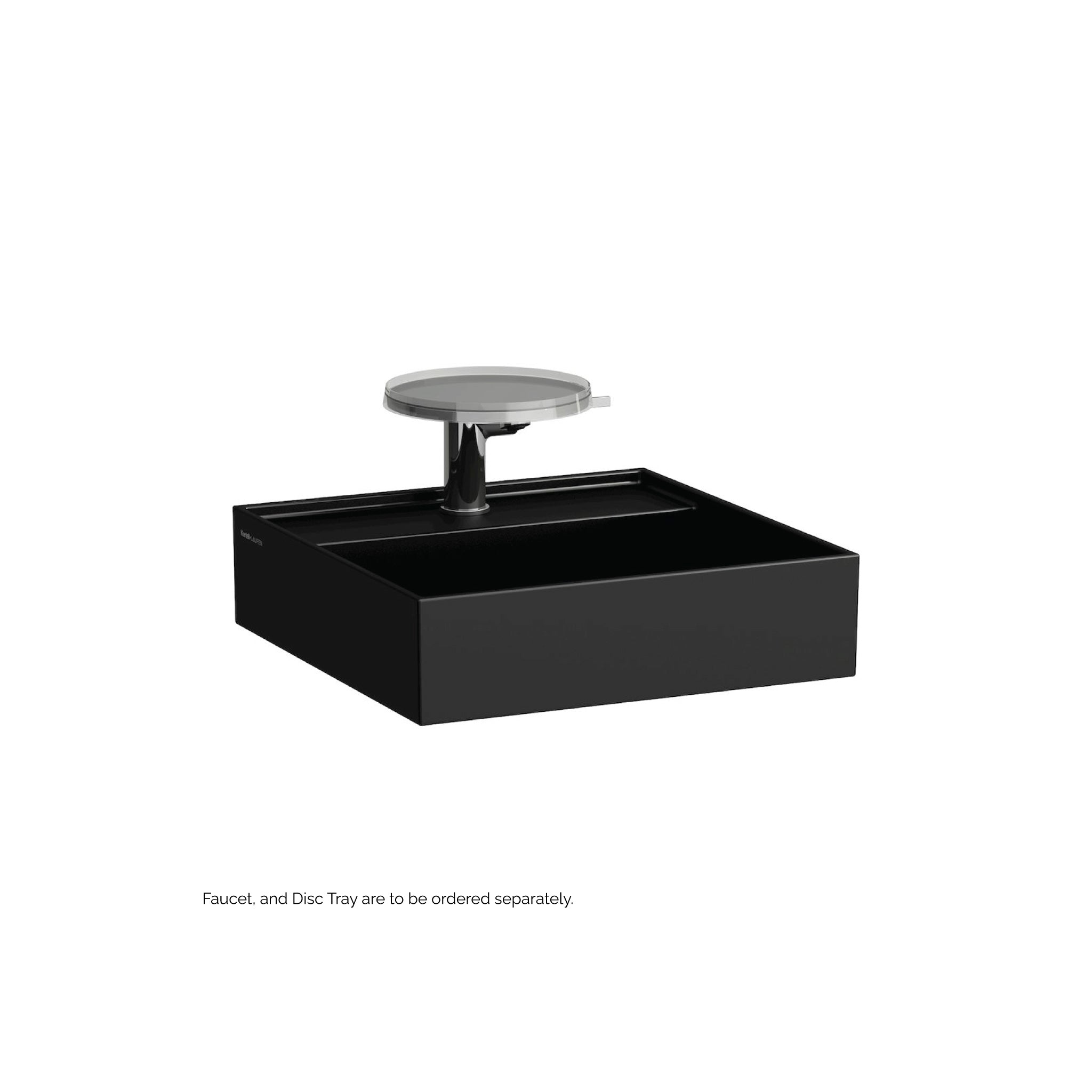 Laufen, Laufen Kartell 18" x 18" Glossy Black Wall-Mounted Bathroom Sink With Faucet Hole