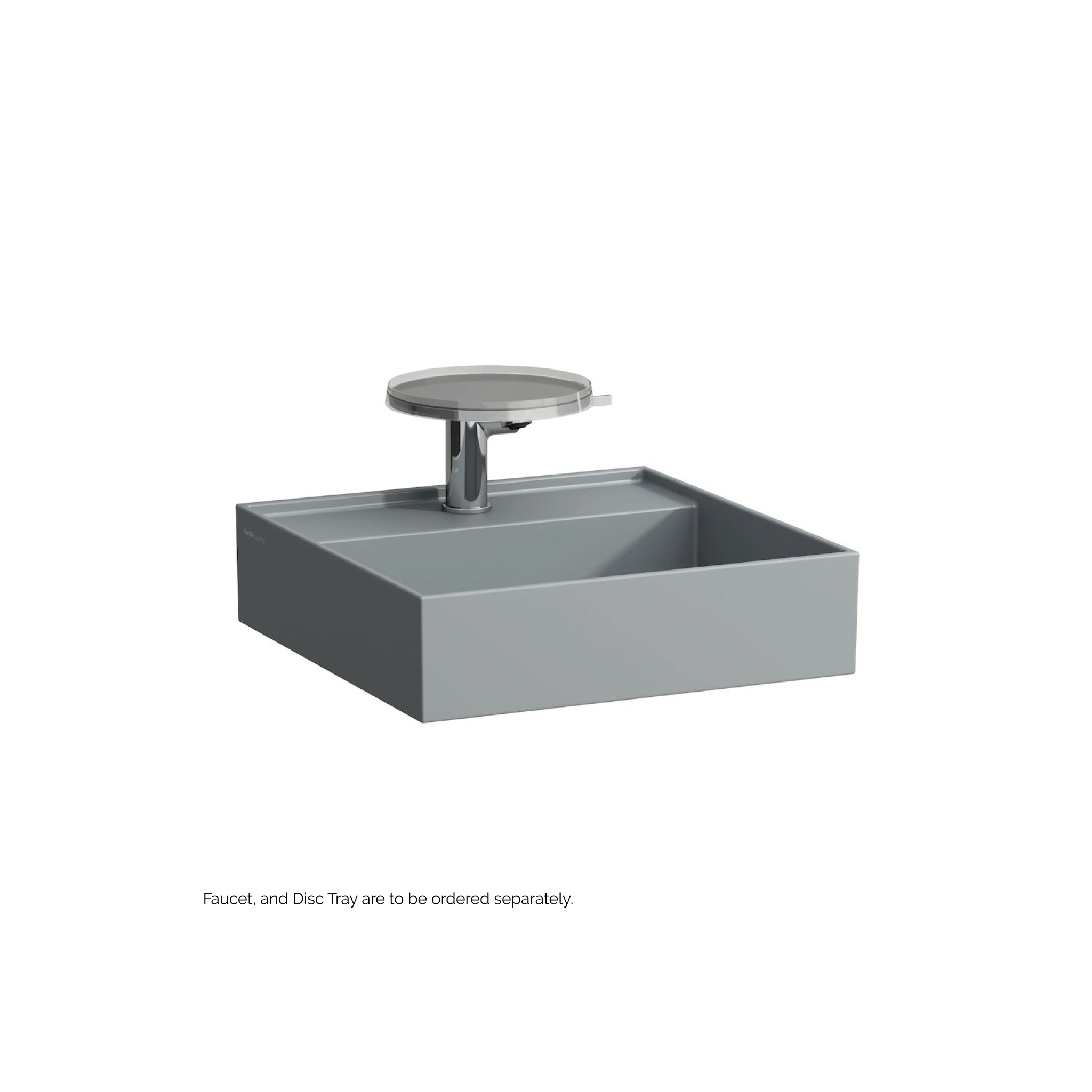 Laufen, Laufen Kartell 18" x 18" Matte Graphite Wall-Mounted Bathroom Sink With Faucet Hole