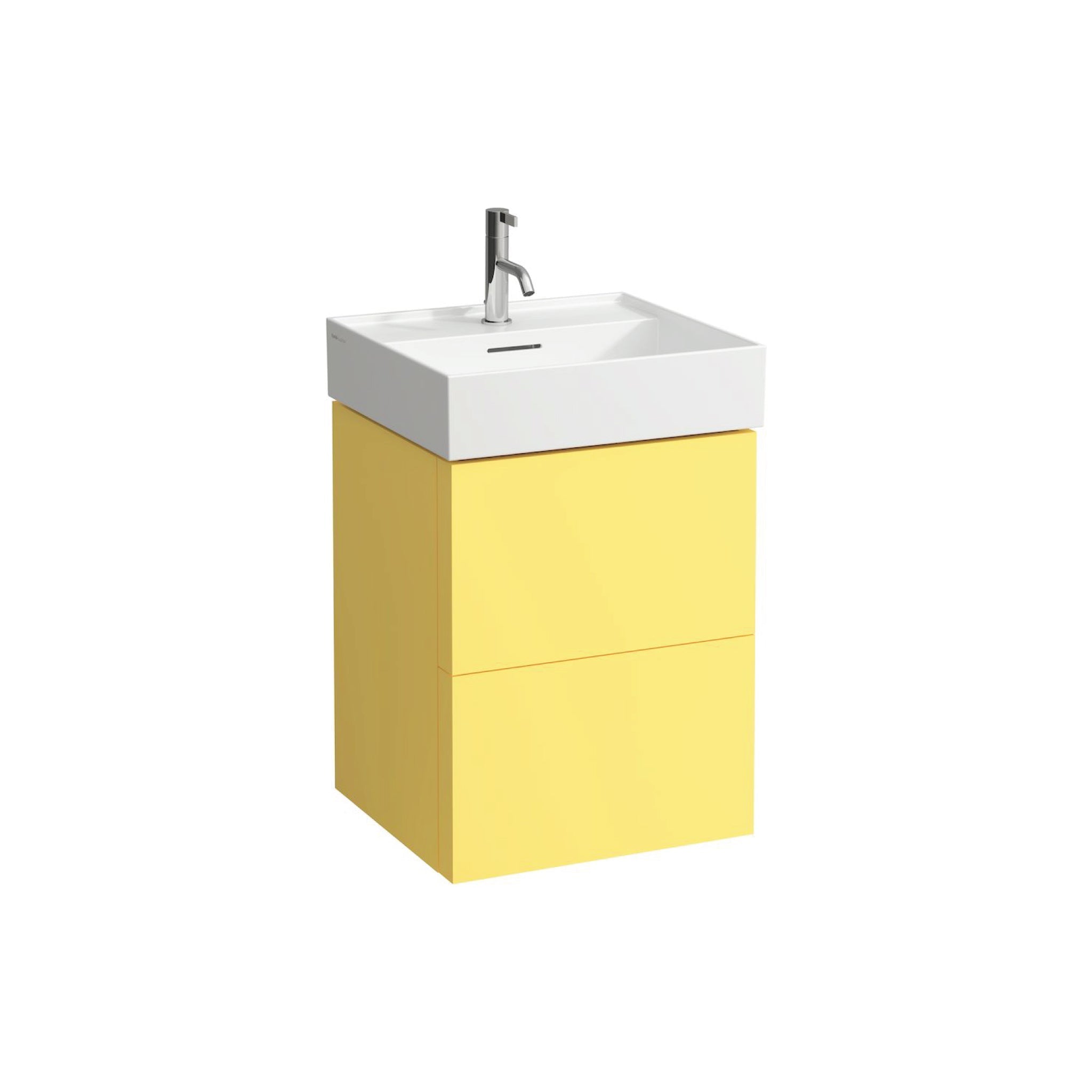 Laufen, Laufen Kartell 19" 2-Drawer Mustard Yellow Wall-Mounted Vanity With Drawer Organizer