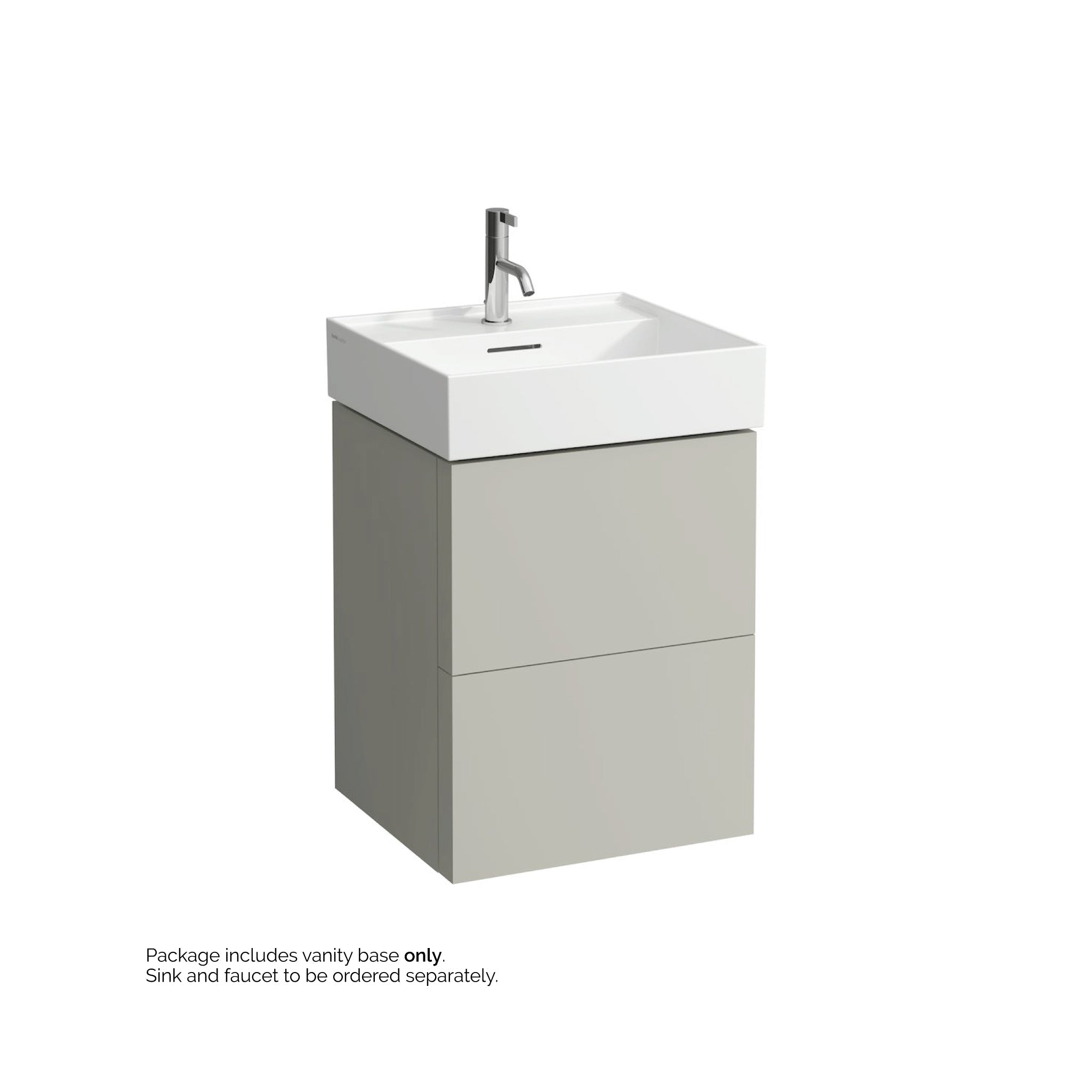 Laufen, Laufen Kartell 19" 2-Drawer Pebble Gray Wall-Mounted Vanity With Drawer Organizer