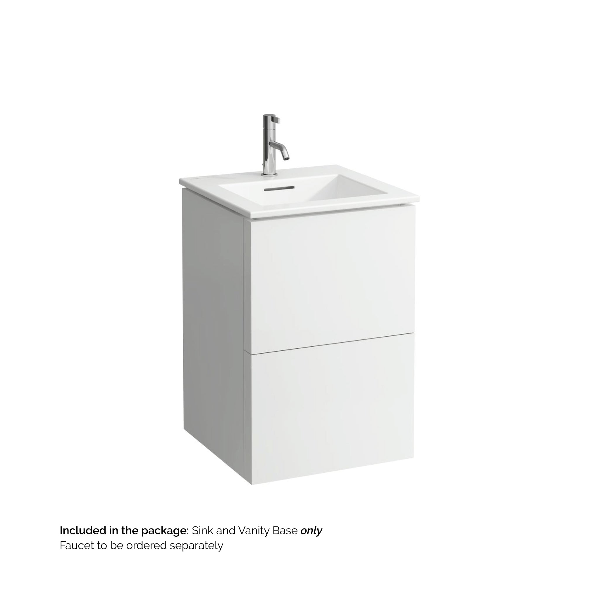 Laufen, Laufen Kartell 20" 2-Drawer Matte White Wall-Mounted Vanity Set With Single-Hole Bathroom Sink