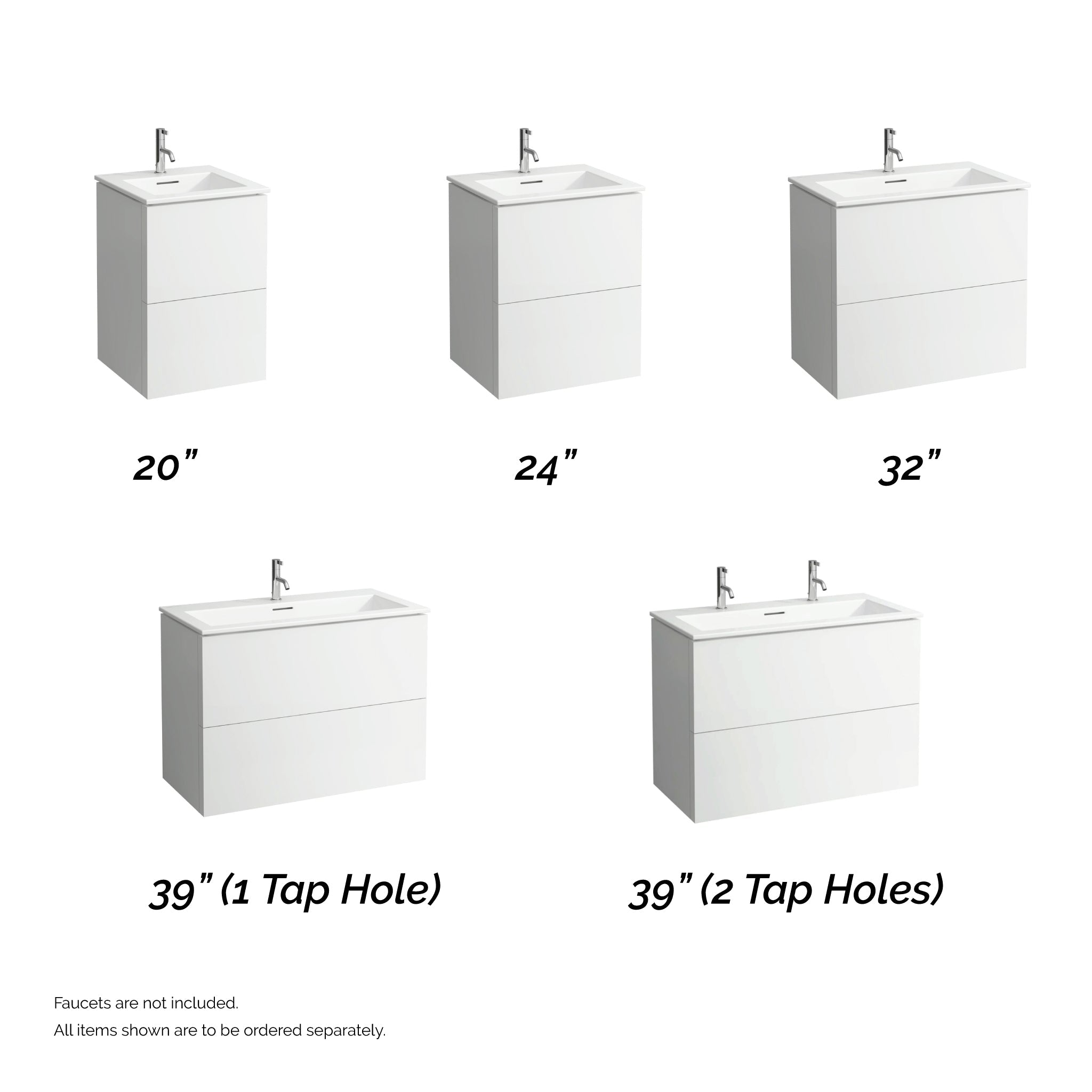 Laufen, Laufen Kartell 20" 2-Drawer Matte White Wall-Mounted Vanity Set With Single-Hole Bathroom Sink