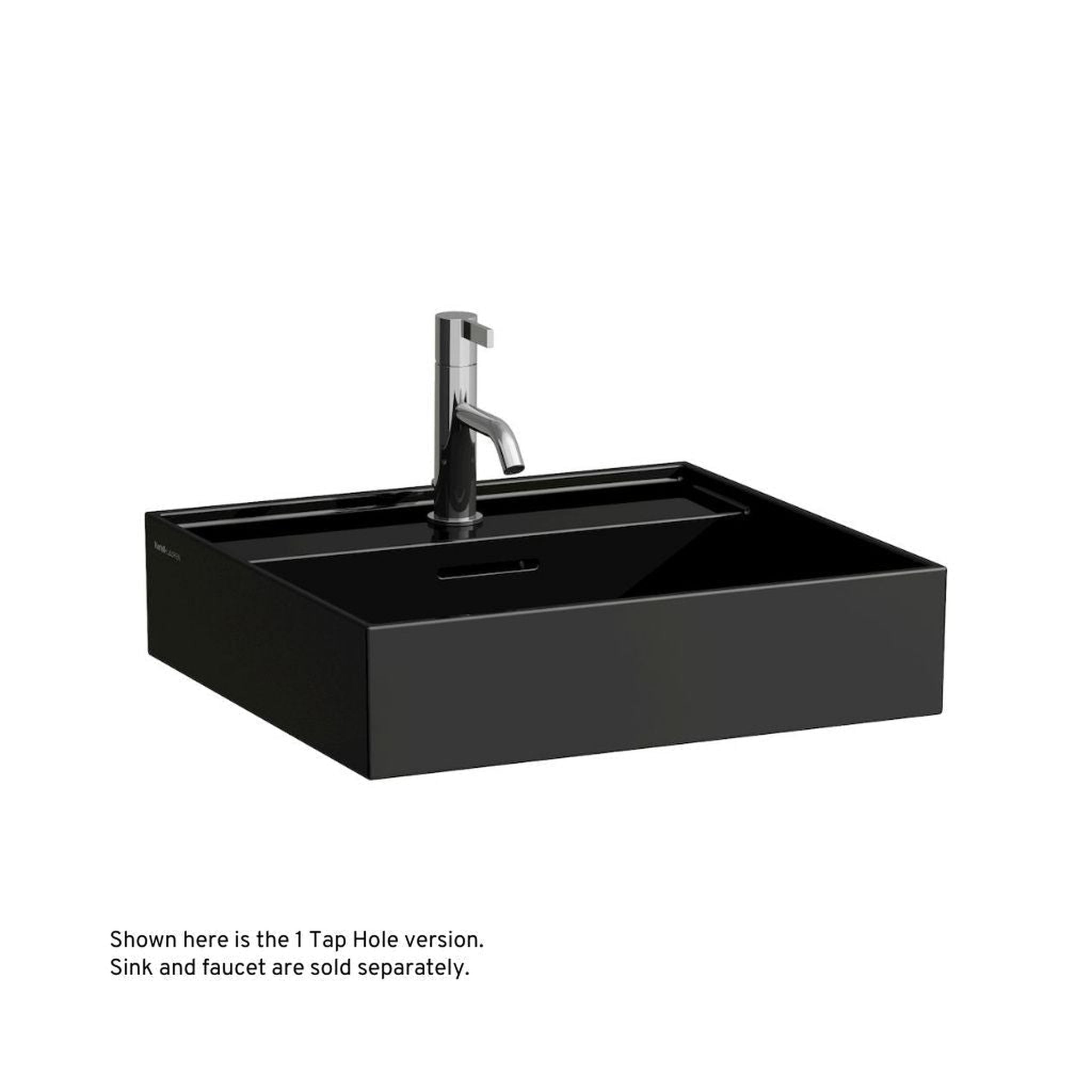 Laufen, Laufen Kartell 20" x 18" Glossy Black Wall-Mounted Bathroom Sink With 3 Faucet Holes