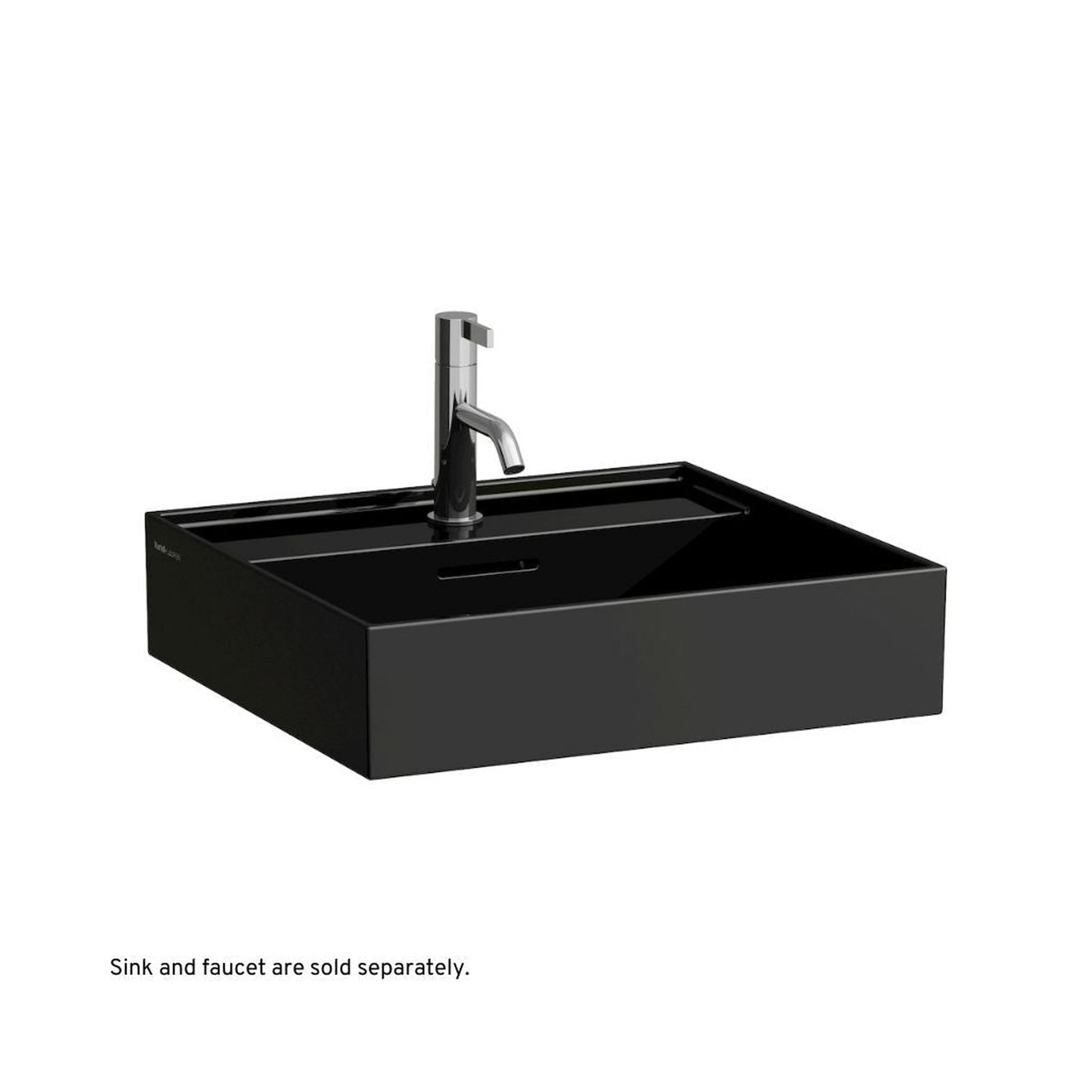 Laufen, Laufen Kartell 20" x 18" Matte Black Wall-Mounted Bathroom Sink With Faucet Hole