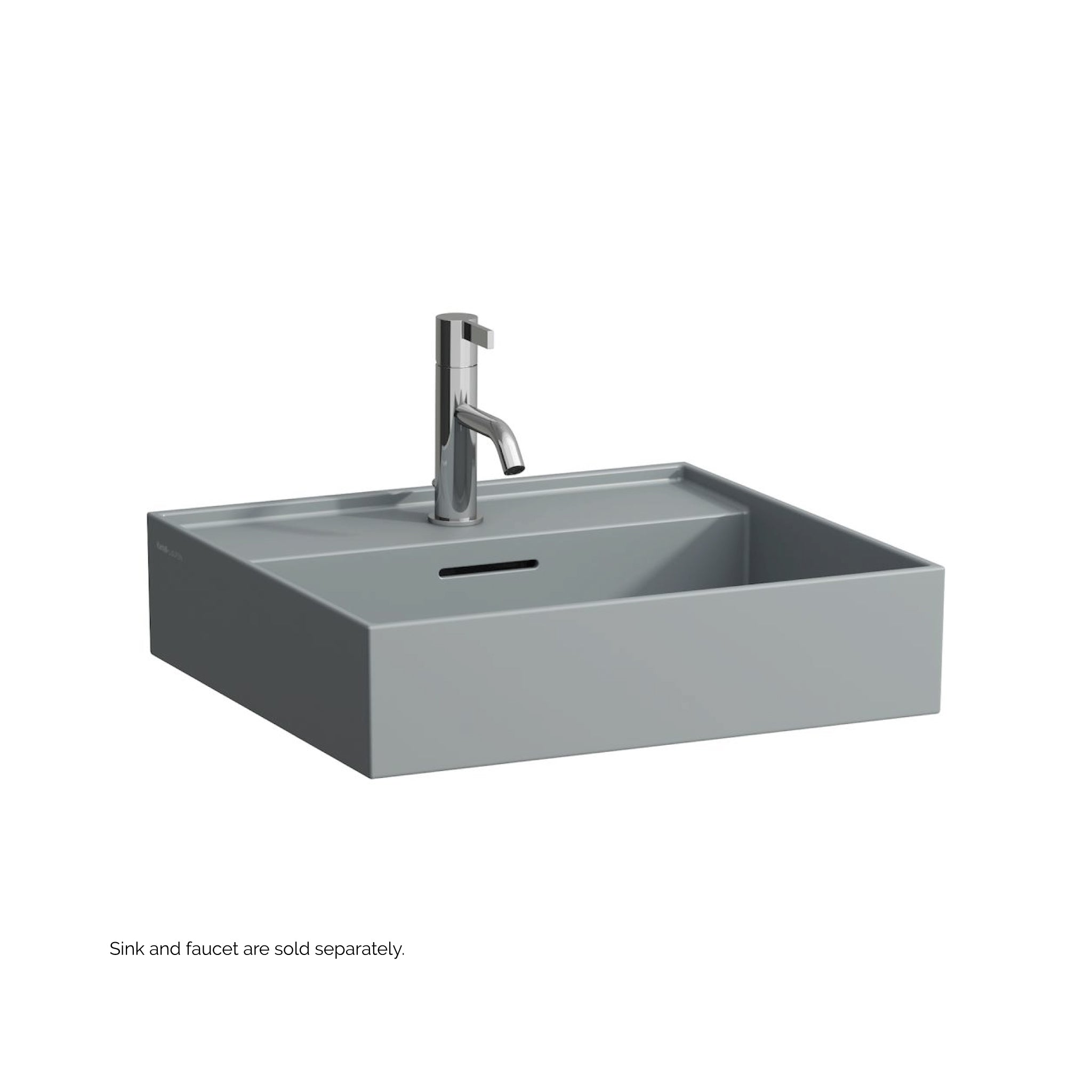 Laufen, Laufen Kartell 20" x 18" Matte Graphite Wall-Mounted Bathroom Sink With Faucet Hole