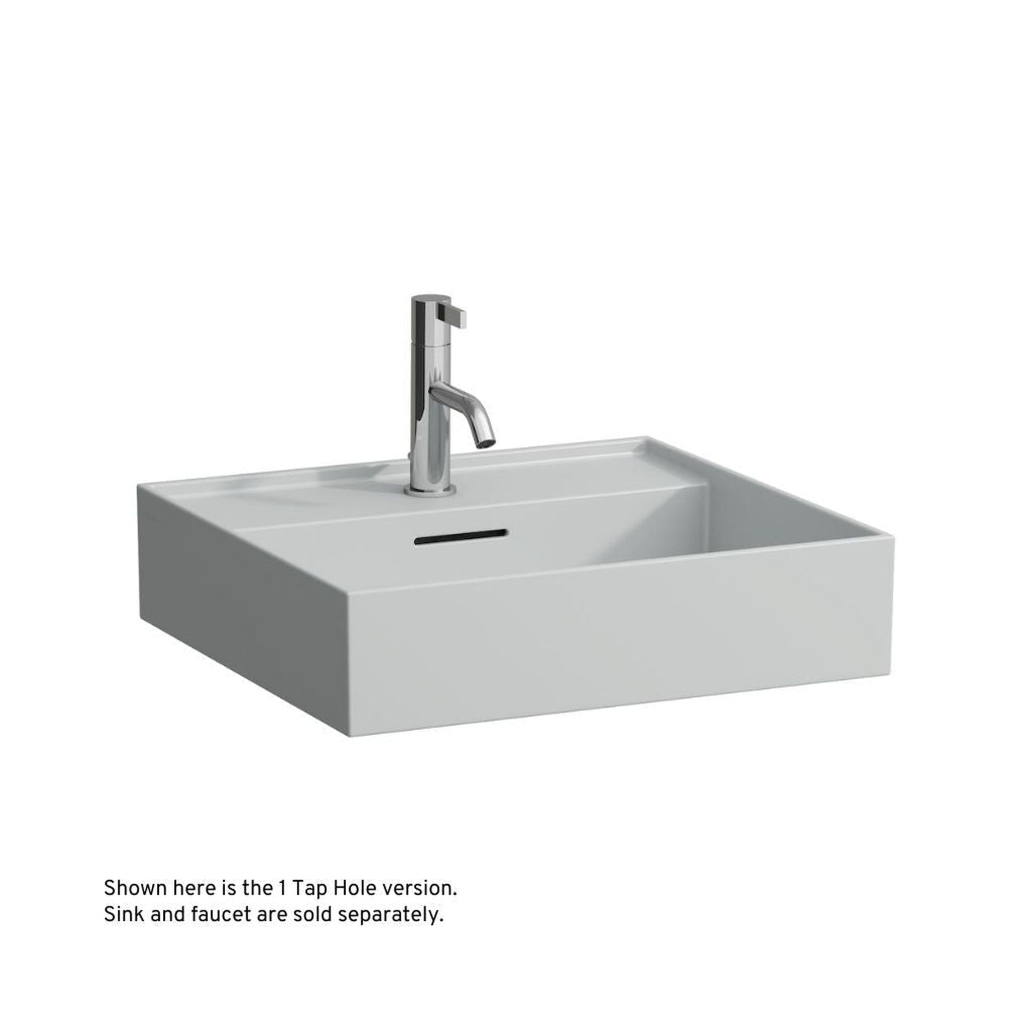 Laufen, Laufen Kartell 20" x 18" Matte Gray Wall-Mounted Bathroom Sink With 3 Faucet Holes