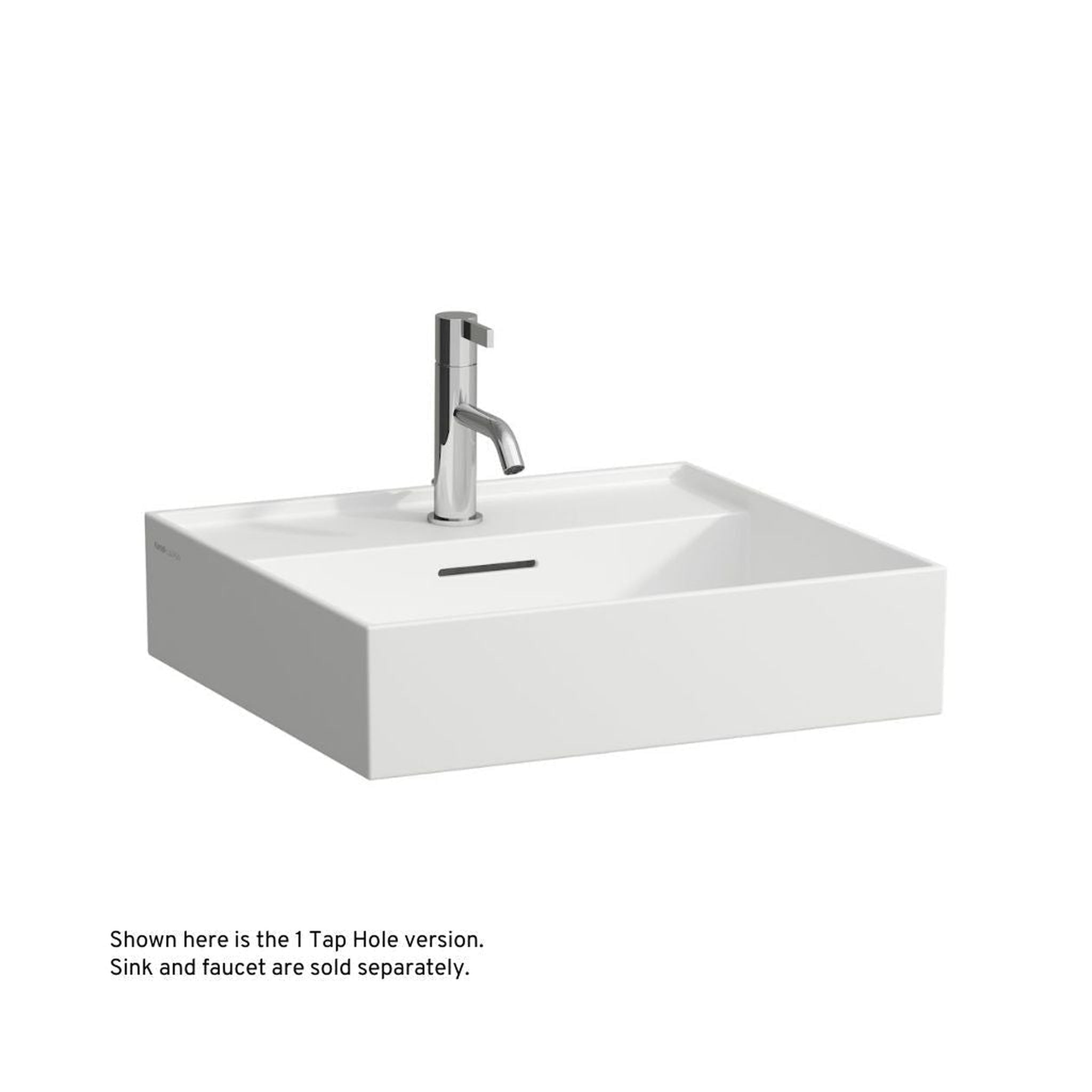 Laufen, Laufen Kartell 20" x 18" Matte White Wall-Mounted Bathroom Sink With 3 Faucet Holes