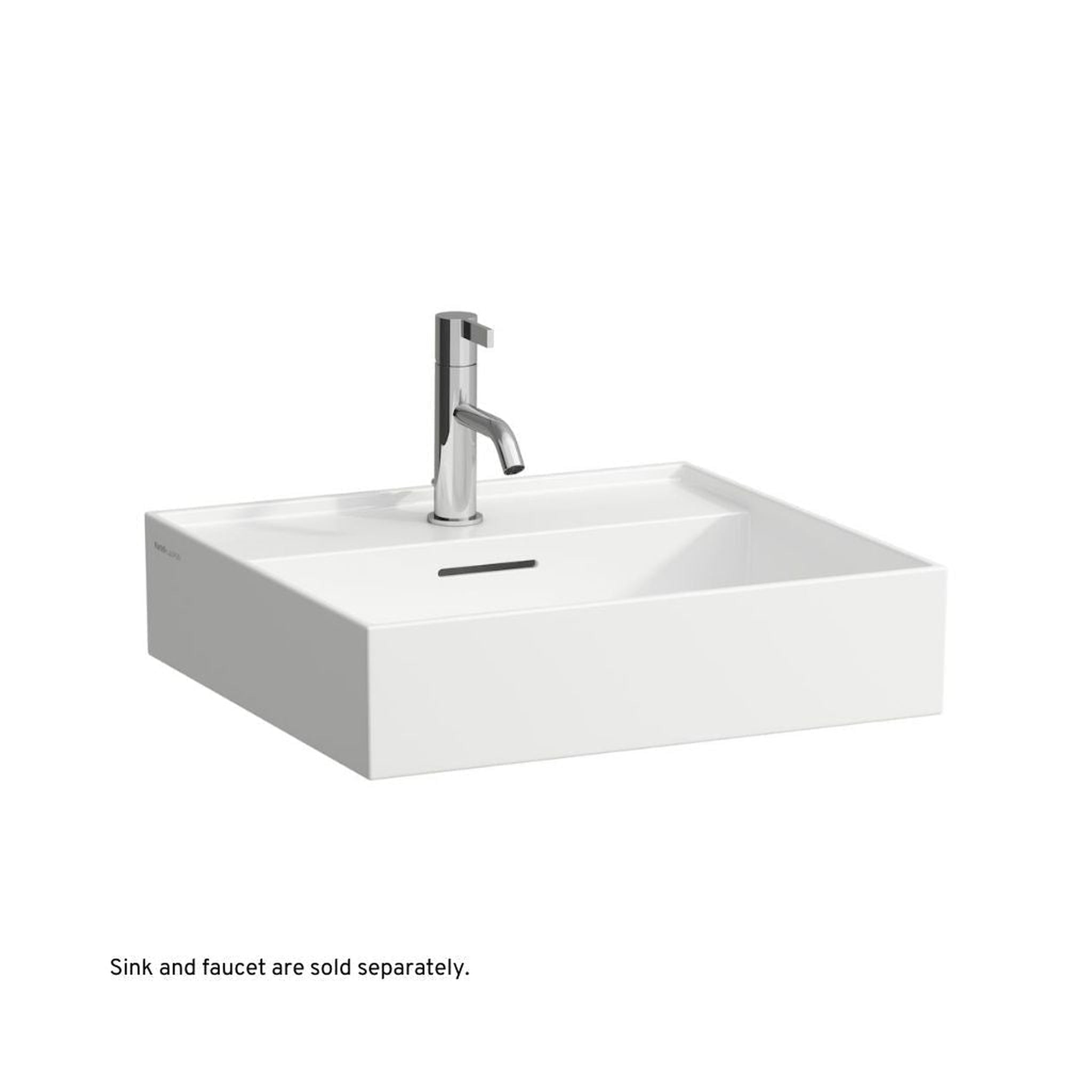 Laufen, Laufen Kartell 20" x 18" Matte White Wall-Mounted Bathroom Sink With Faucet Hole