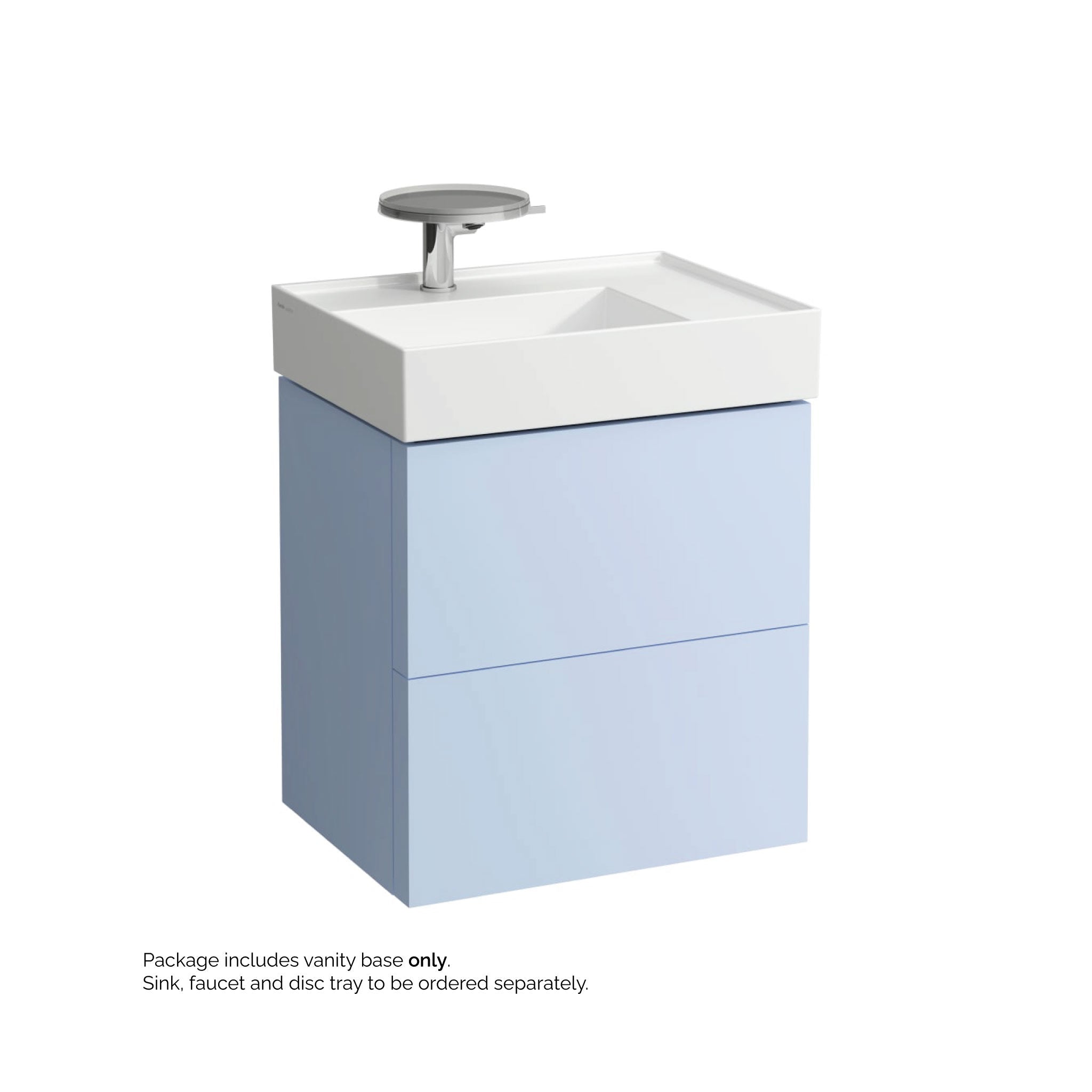 Laufen, Laufen Kartell 23" 2-Drawer Gray Blue Wall-Mounted Vanity With Drawer Organizer for Kartell Bathroom Sink Model: H810334