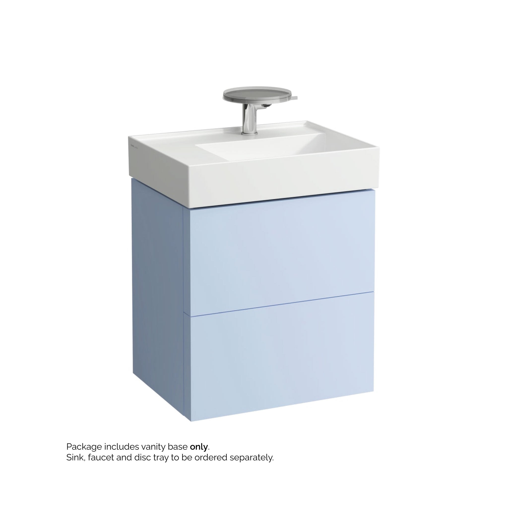 Laufen, Laufen Kartell 23" 2-Drawer Gray Blue Wall-Mounted Vanity With Drawer Organizer for Kartell Bathroom Sink Model: H810335