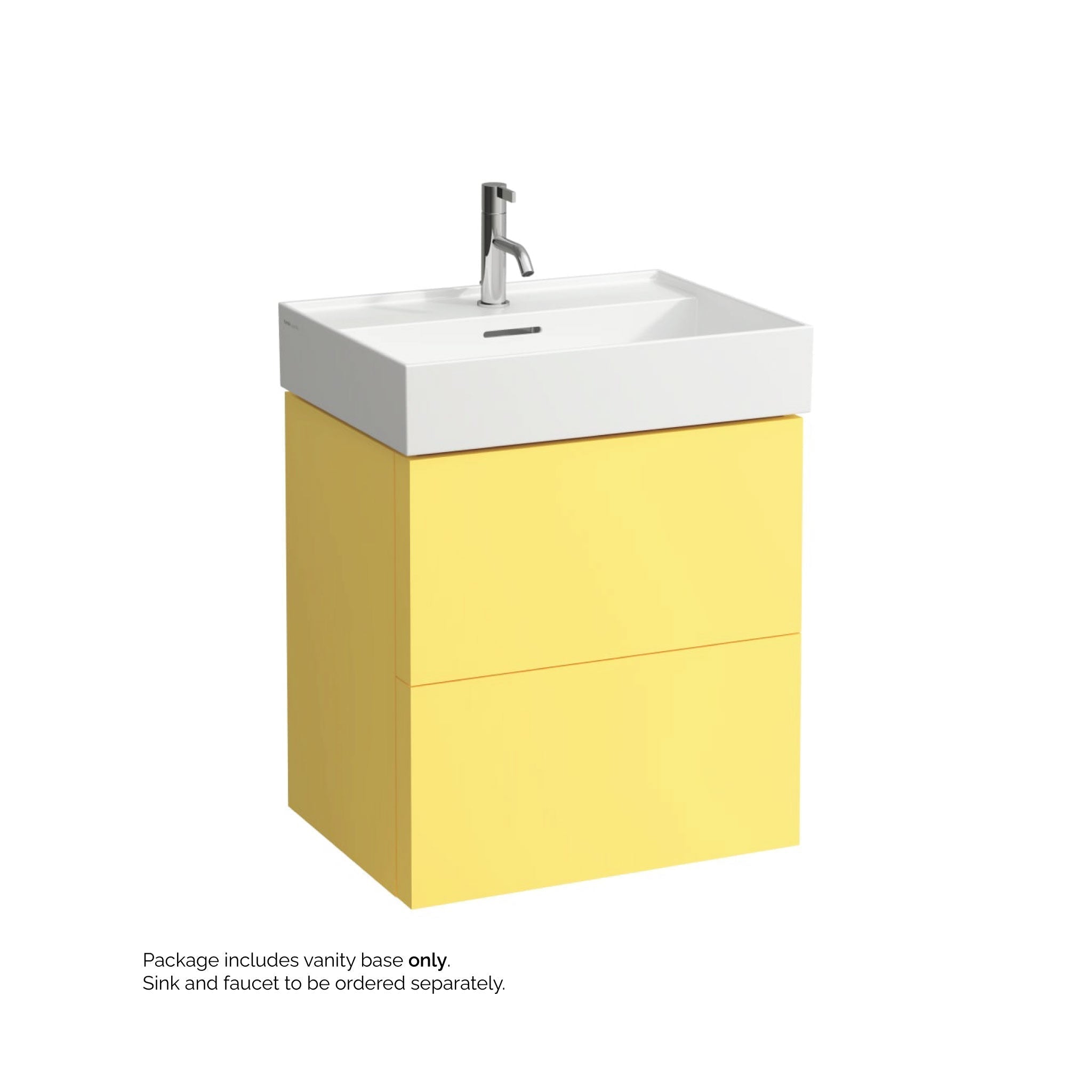 Laufen, Laufen Kartell 23" 2-Drawer Mustard Yellow Wall-Mounted Vanity With Drawer Organizer for Kartell Bathroom Sink Model: H810333