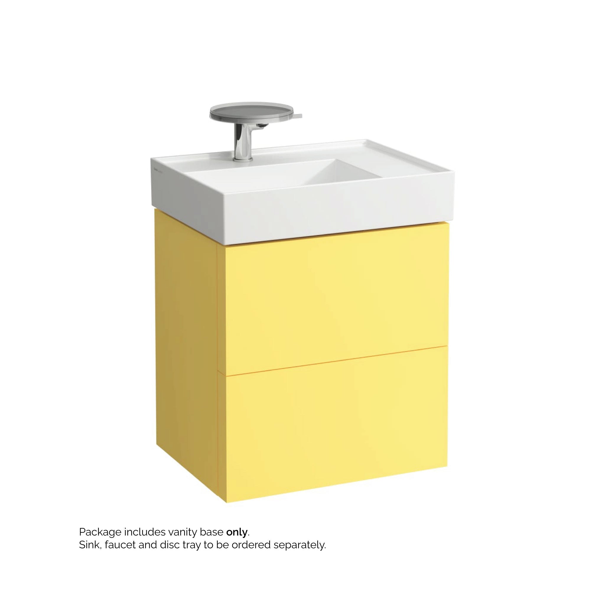 Laufen, Laufen Kartell 23" 2-Drawer Mustard Yellow Wall-Mounted Vanity With Drawer Organizer for Kartell Bathroom Sink Model: H810334