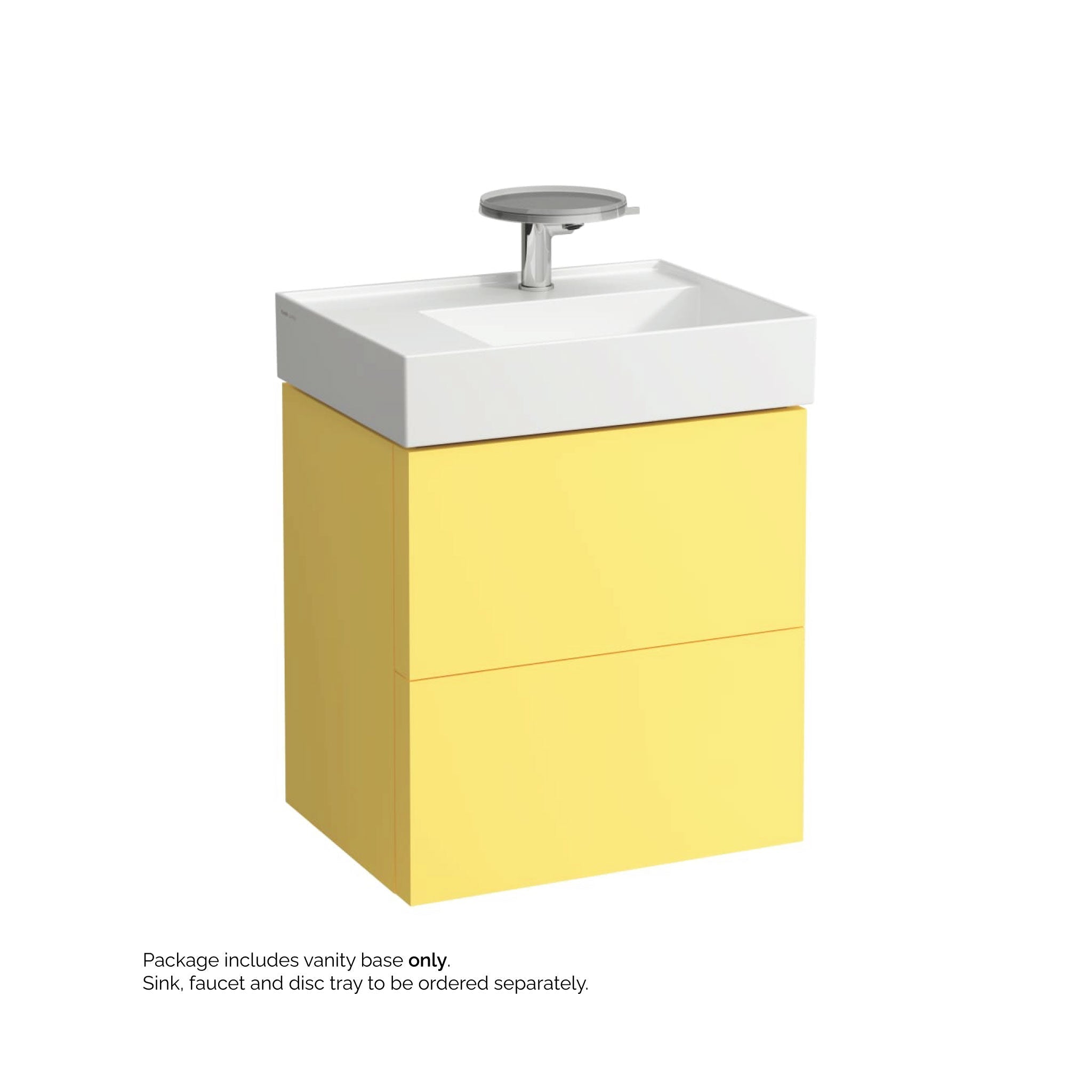 Laufen, Laufen Kartell 23" 2-Drawer Mustard Yellow Wall-Mounted Vanity With Drawer Organizer for Kartell Bathroom Sink Model: H810335