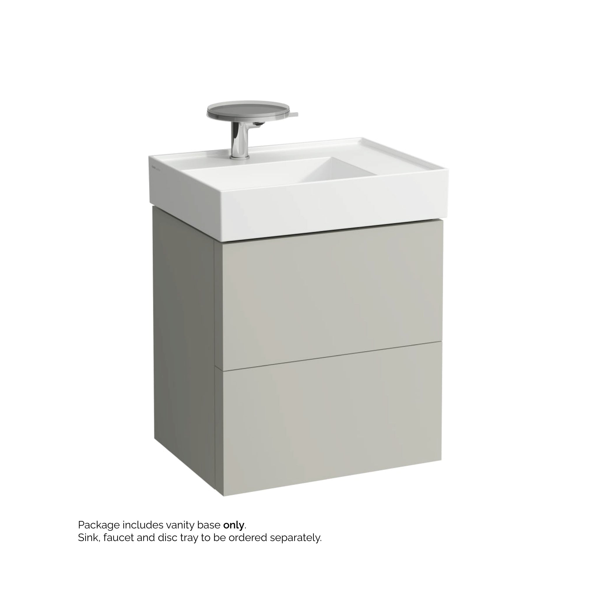 Laufen, Laufen Kartell 23" 2-Drawer Pebble Gray Wall-Mounted Vanity With Drawer Organizer for Kartell Bathroom Sink Model: H810334