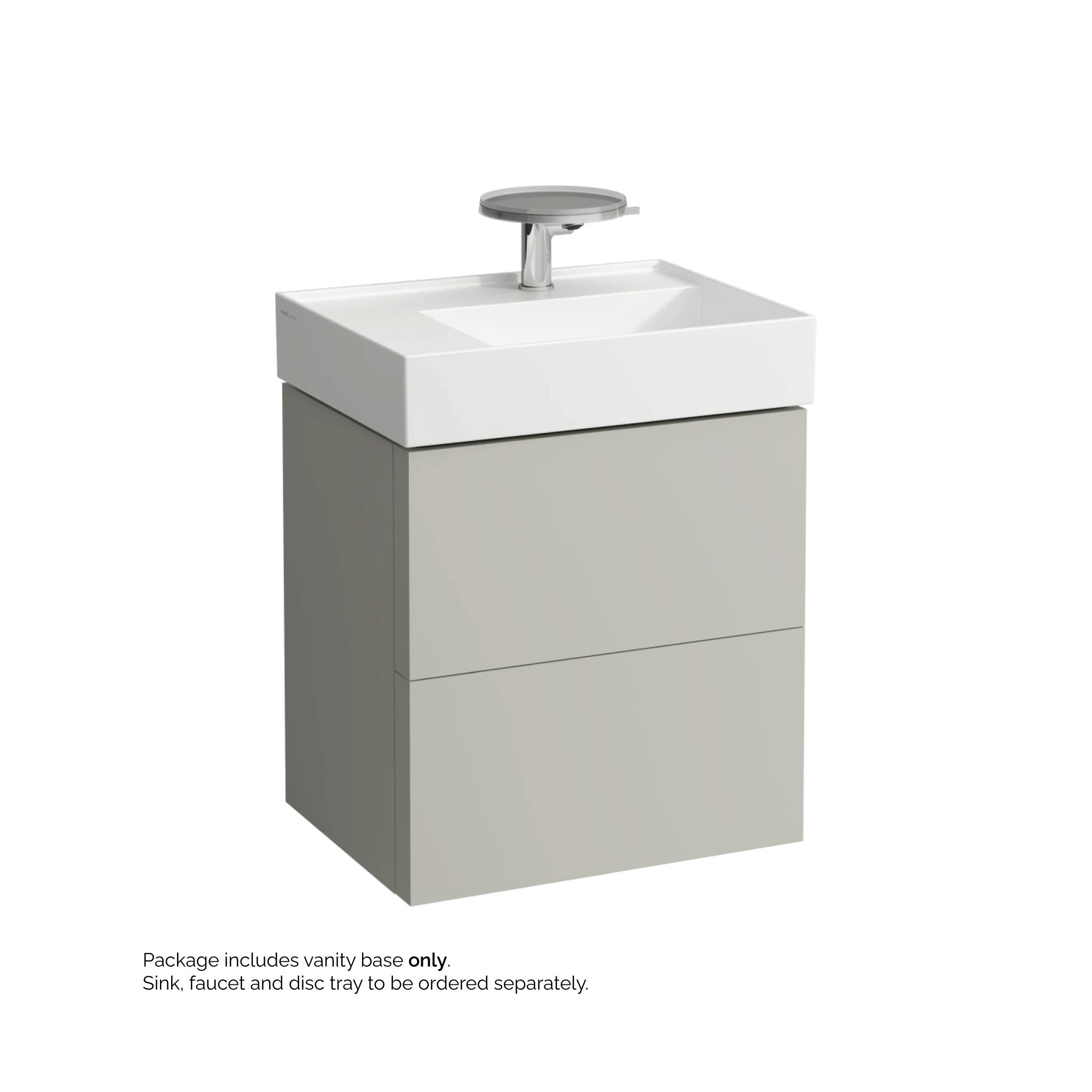 Laufen, Laufen Kartell 23" 2-Drawer Pebble Gray Wall-Mounted Vanity With Drawer Organizer for Kartell Bathroom Sink Model: H810335