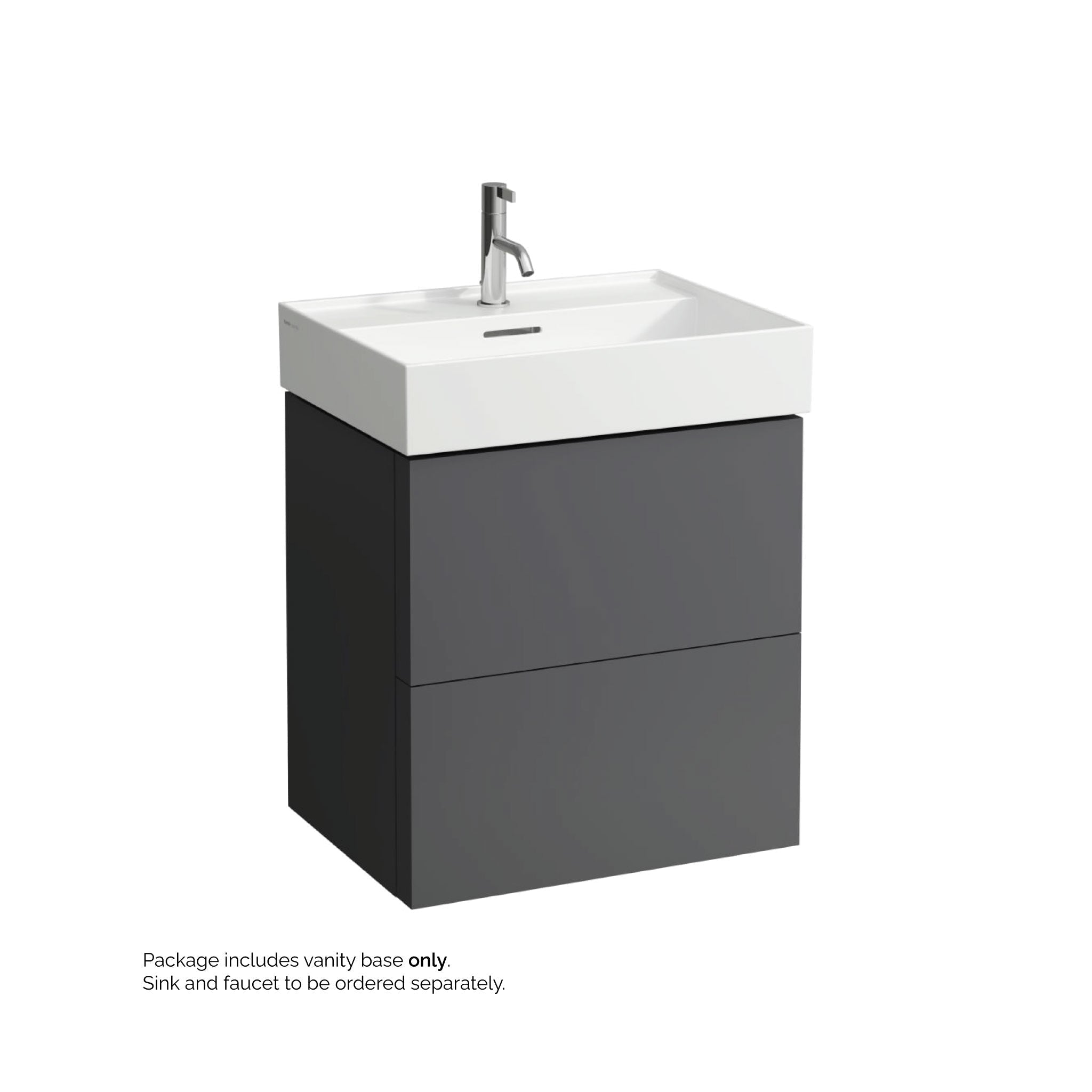 Laufen, Laufen Kartell 23" 2-Drawer Slate Gray Wall-Mounted Vanity With Drawer Organizer for Kartell Bathroom Sink Model: H810333