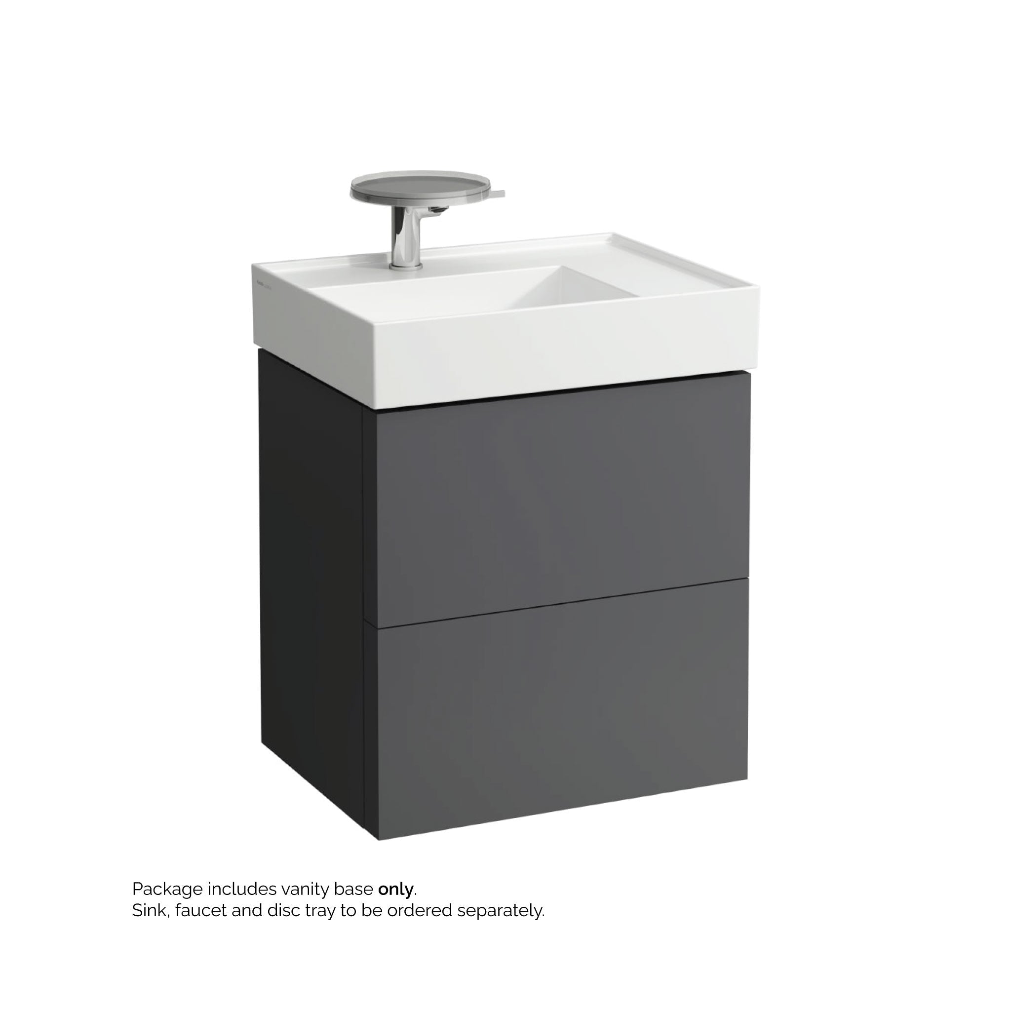 Laufen, Laufen Kartell 23" 2-Drawer Slate Gray Wall-Mounted Vanity With Drawer Organizer for Kartell Bathroom Sink Model: H810334