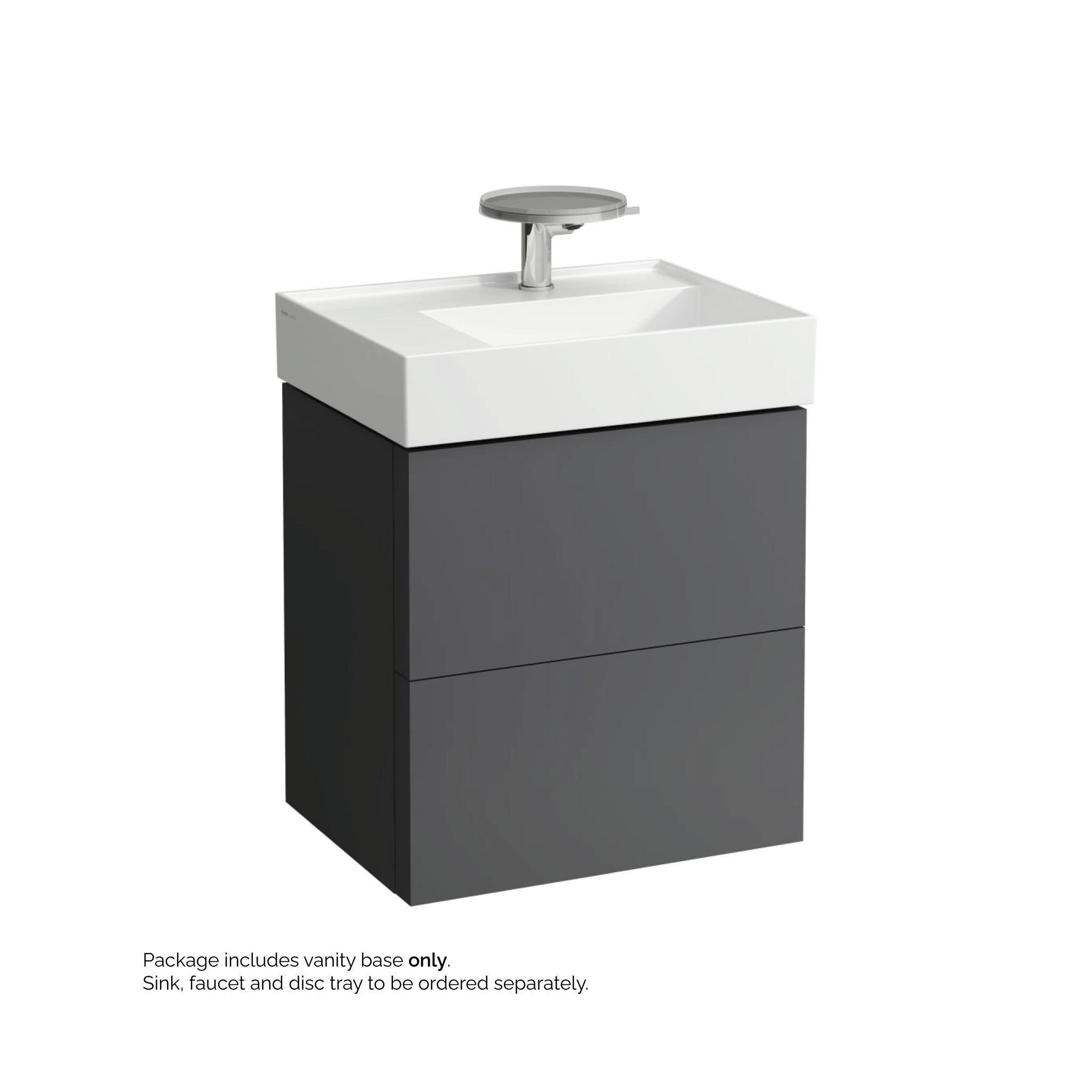 Laufen, Laufen Kartell 23" 2-Drawer Slate Gray Wall-Mounted Vanity With Drawer Organizer for Kartell Bathroom Sink Model: H810335