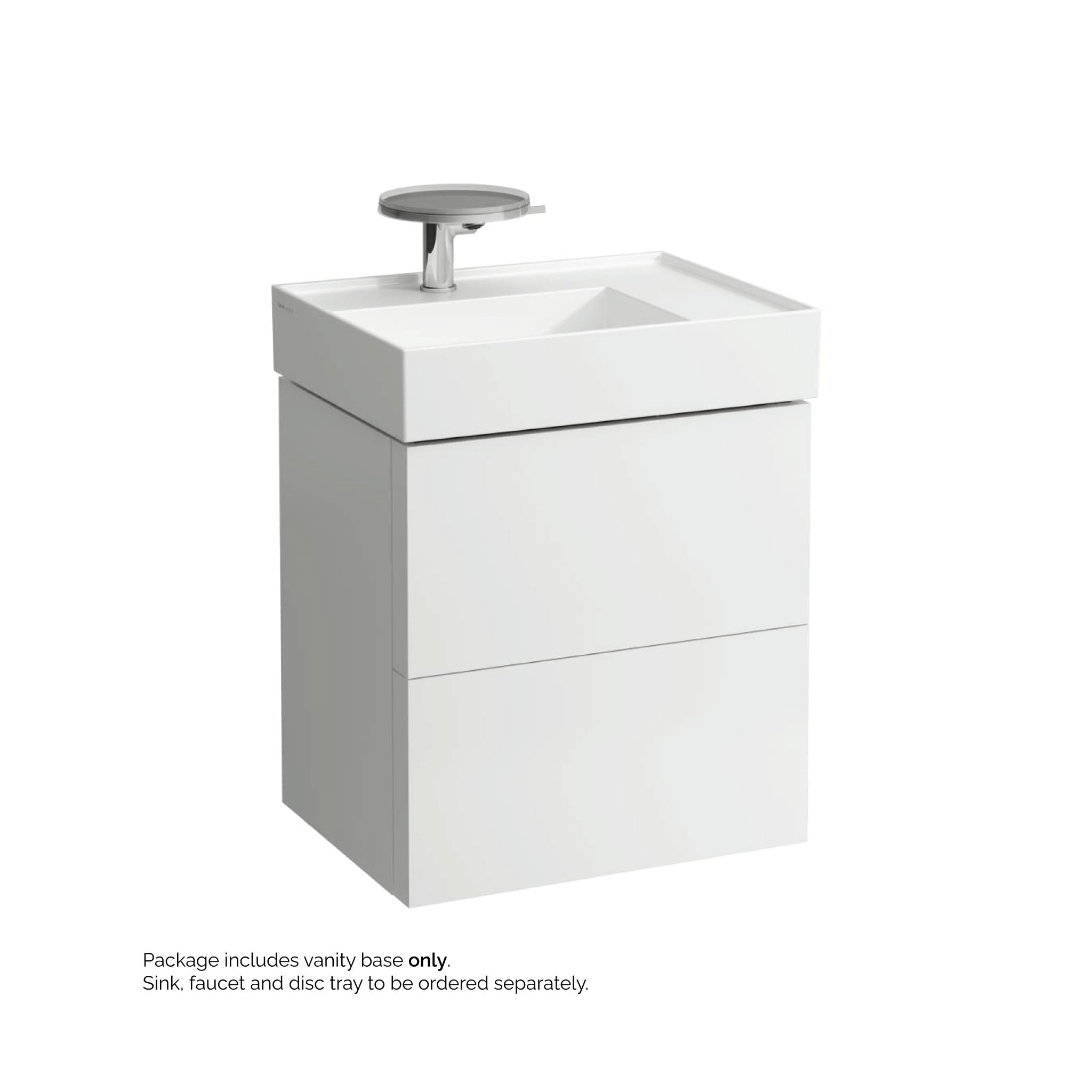 Laufen, Laufen Kartell 23" 2-Drawer White Wall-Mounted Vanity With Drawer Organizer for Kartell Bathroom Sink Model: H810334