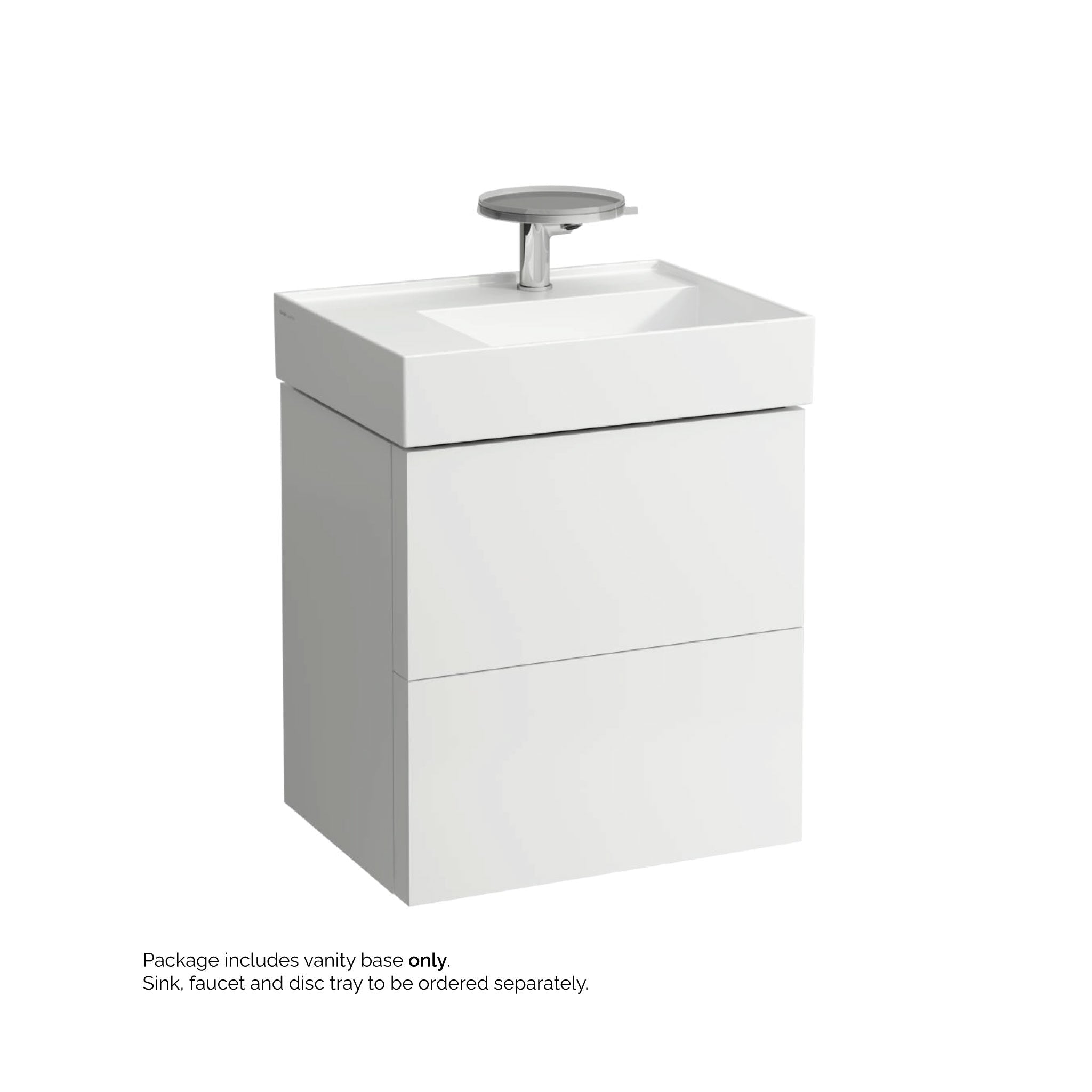 Laufen, Laufen Kartell 23" 2-Drawer White Wall-Mounted Vanity With Drawer Organizer for Kartell Bathroom Sink Model: H810335