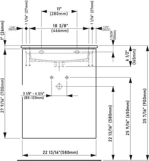 Laufen_Kartell_860333_Technical_Drawing_Front_View