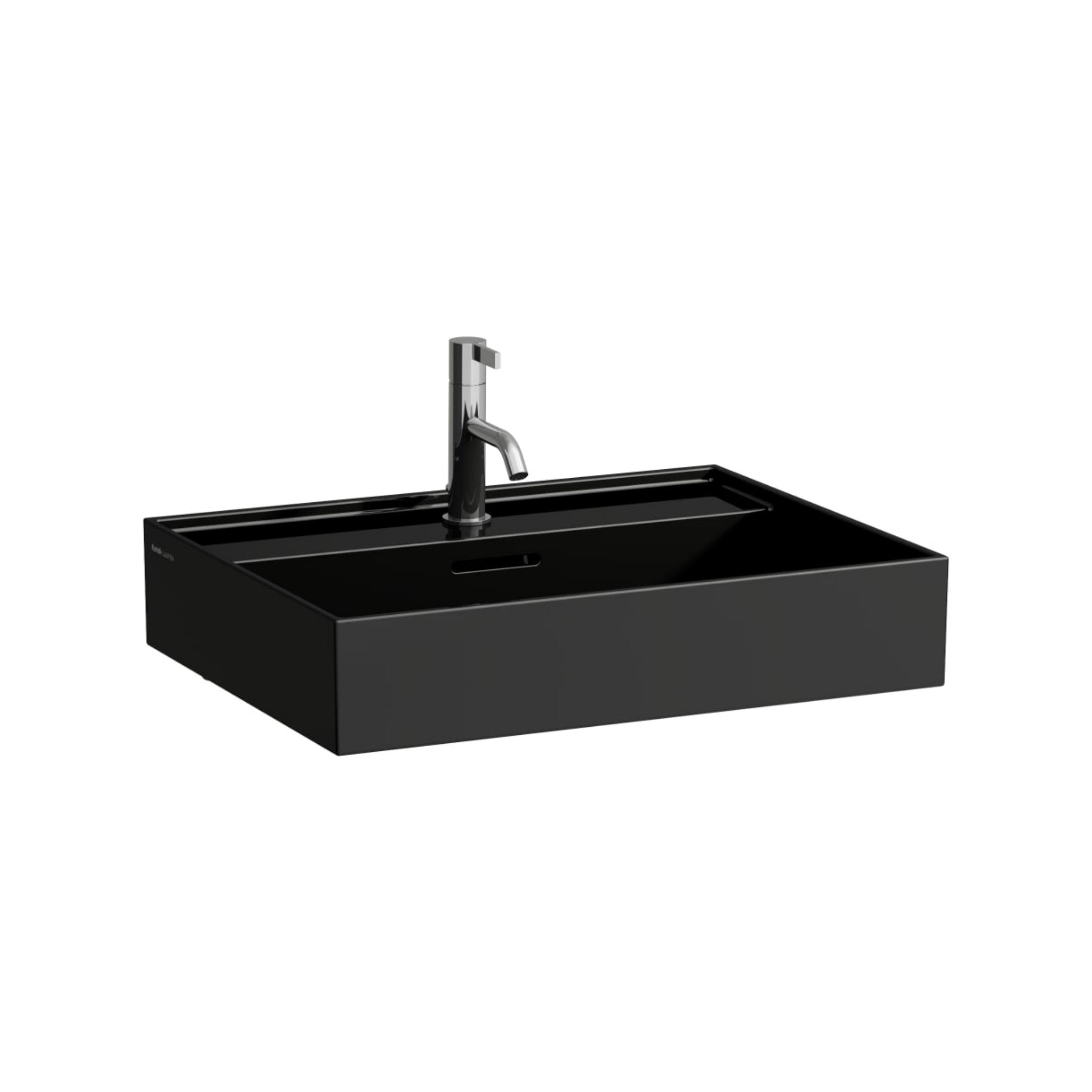 Laufen, Laufen Kartell 24" x 18" Glossy Black Countertop Bathroom Sink With Faucet Hole