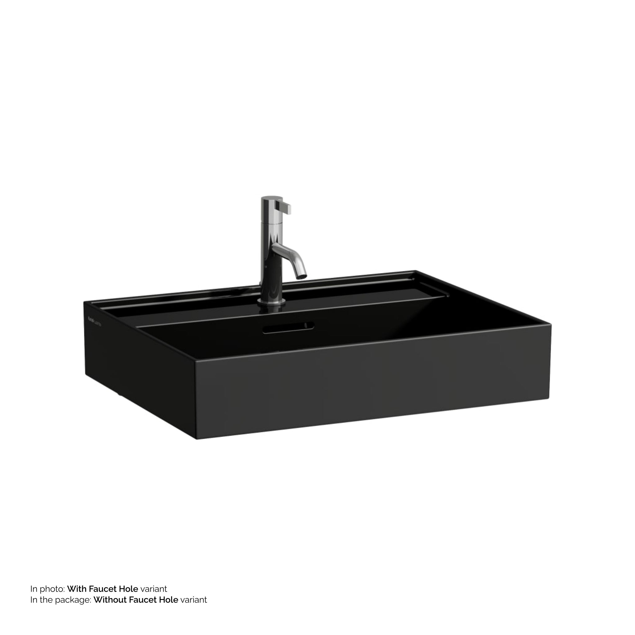 Laufen, Laufen Kartell 24" x 18" Glossy Black Countertop Bathroom Sink Without Faucet Hole