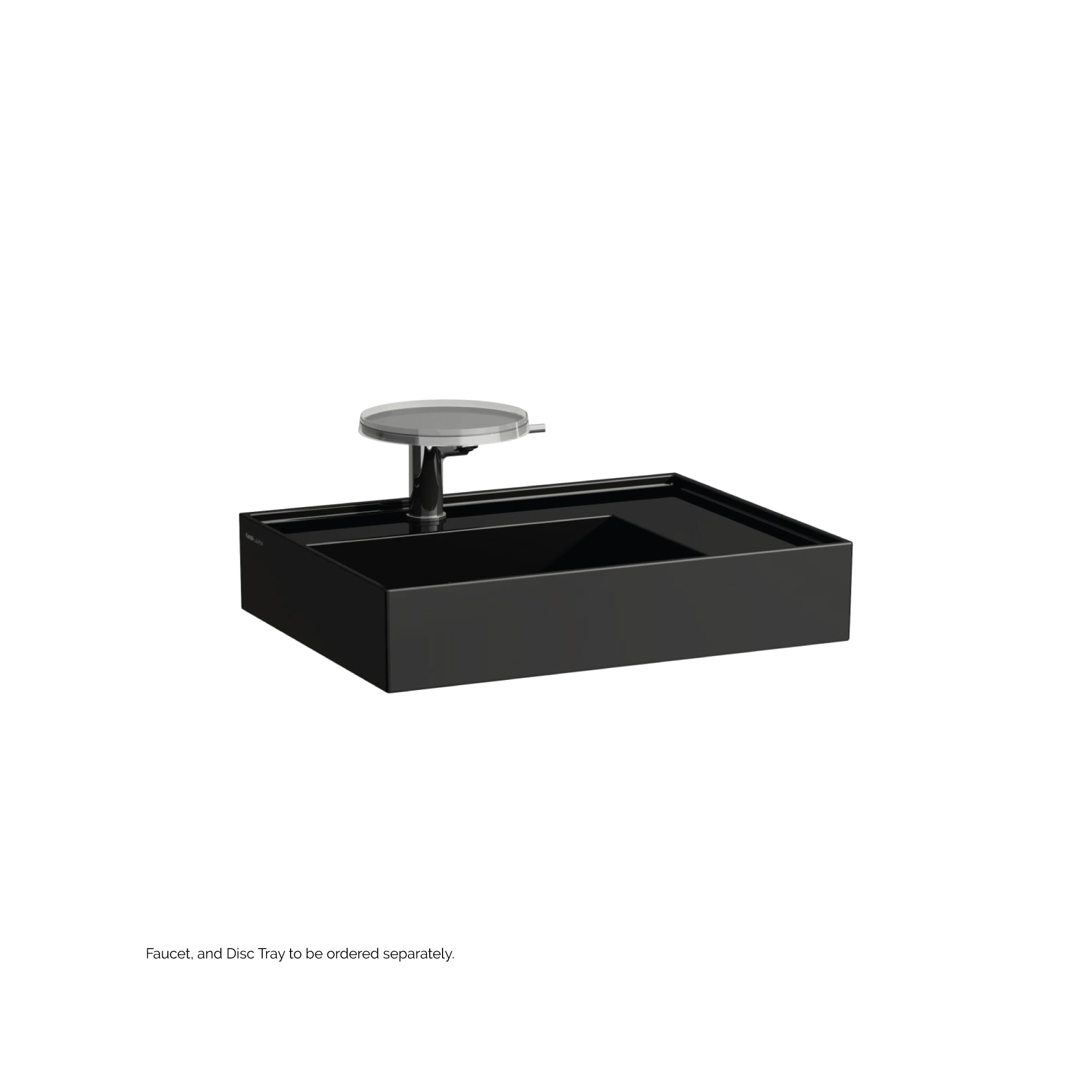 Laufen, Laufen Kartell 24" x 18" Glossy Black Wall-Mounted Shelf-Right Bathroom Sink With Faucet Hole