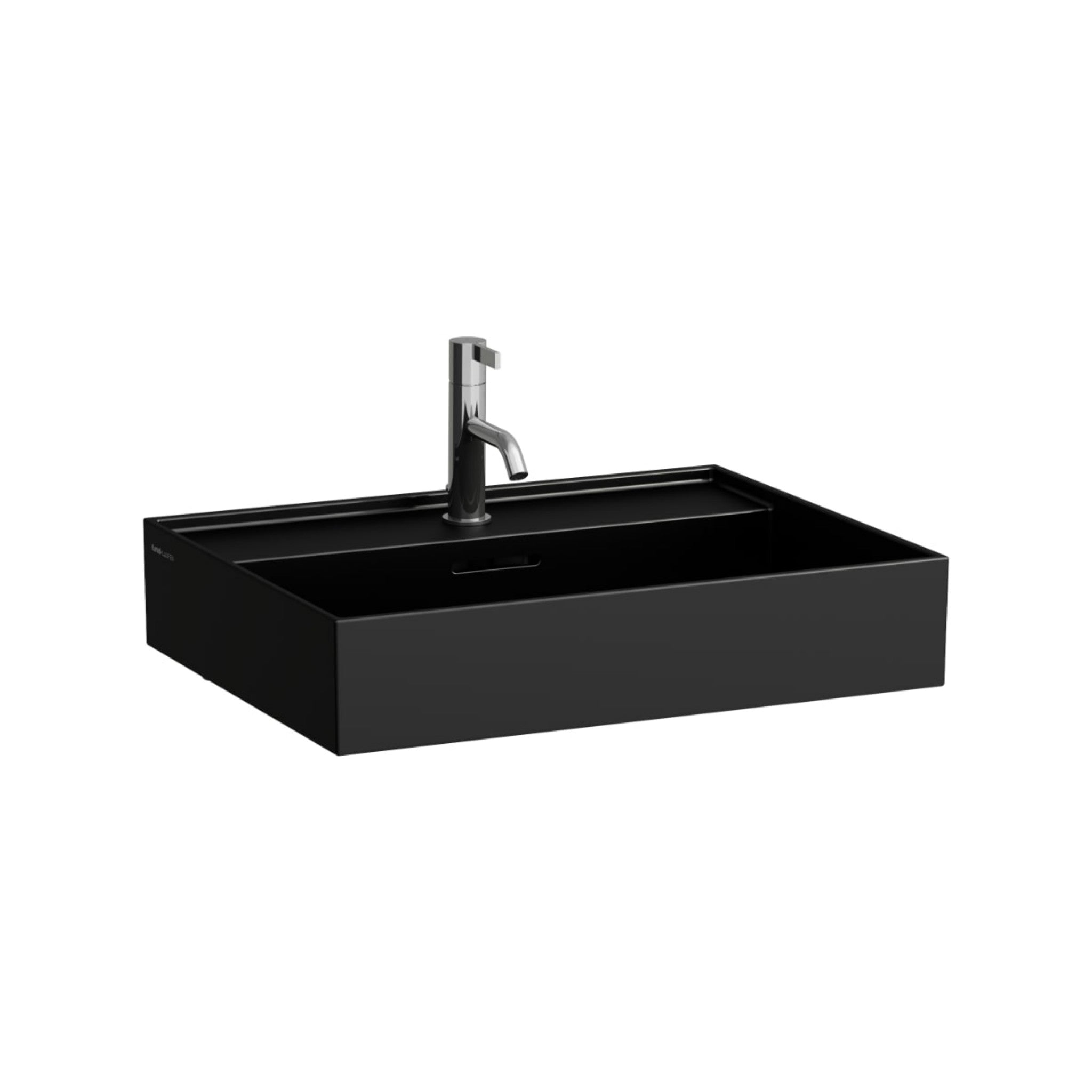 Laufen, Laufen Kartell 24" x 18" Matte Black Countertop Bathroom Sink With Faucet Hole