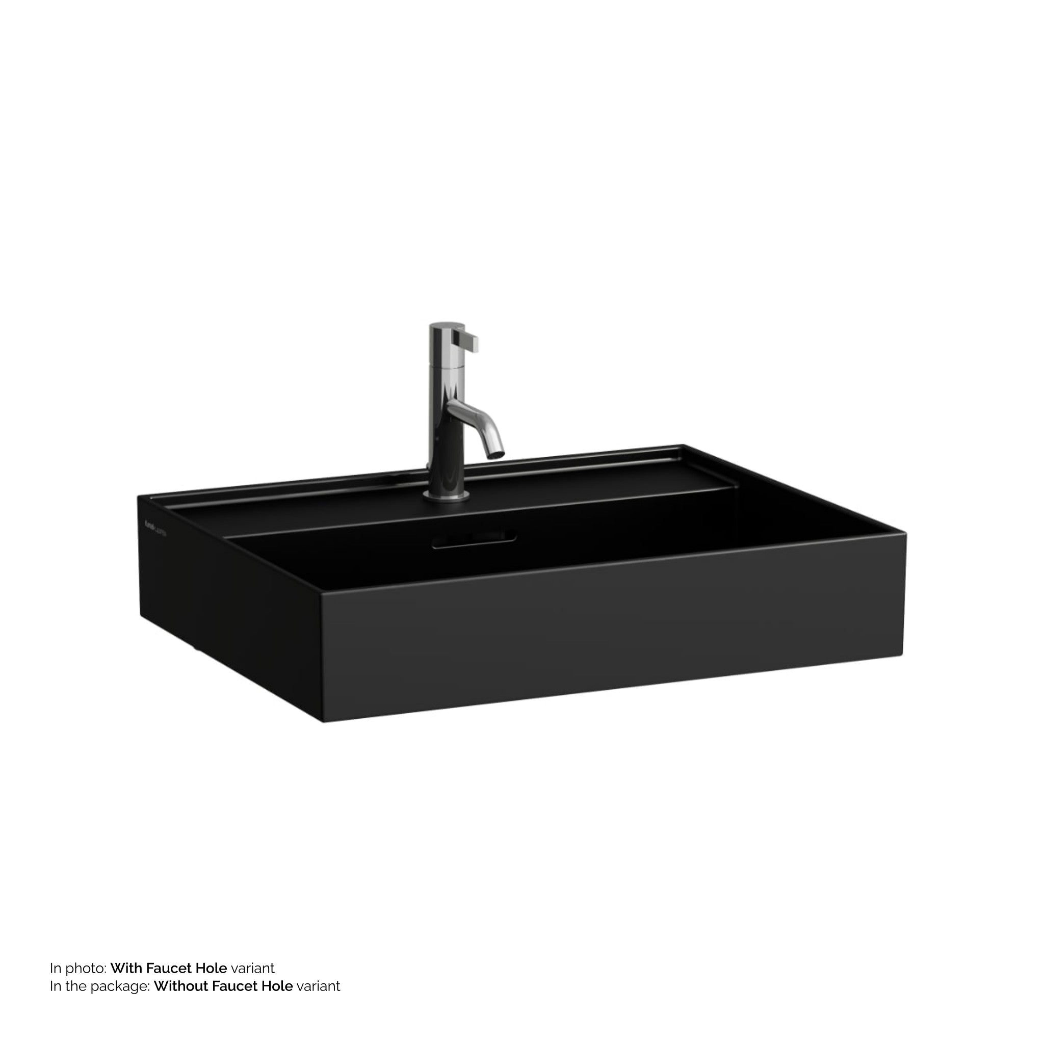 Laufen, Laufen Kartell 24" x 18" Matte Black Countertop Bathroom Sink Without Faucet Hole