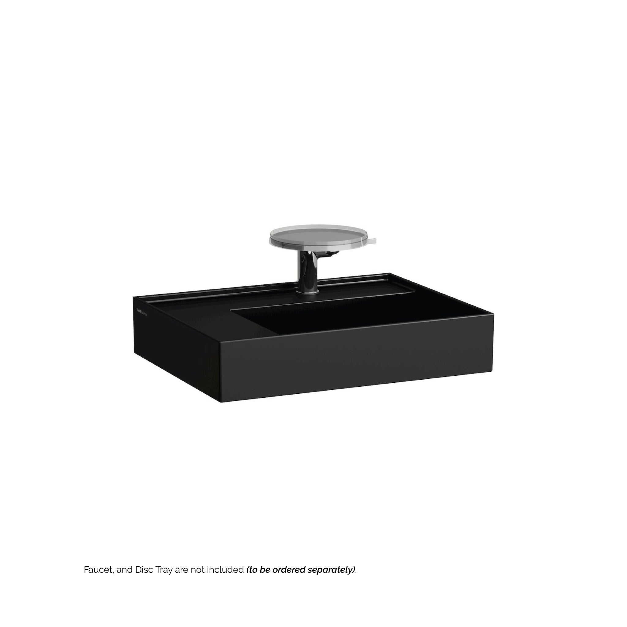 Laufen, Laufen Kartell 24" x 18" Matte Black Wall-Mounted Shelf-Left Bathroom Sink With Faucet Hole