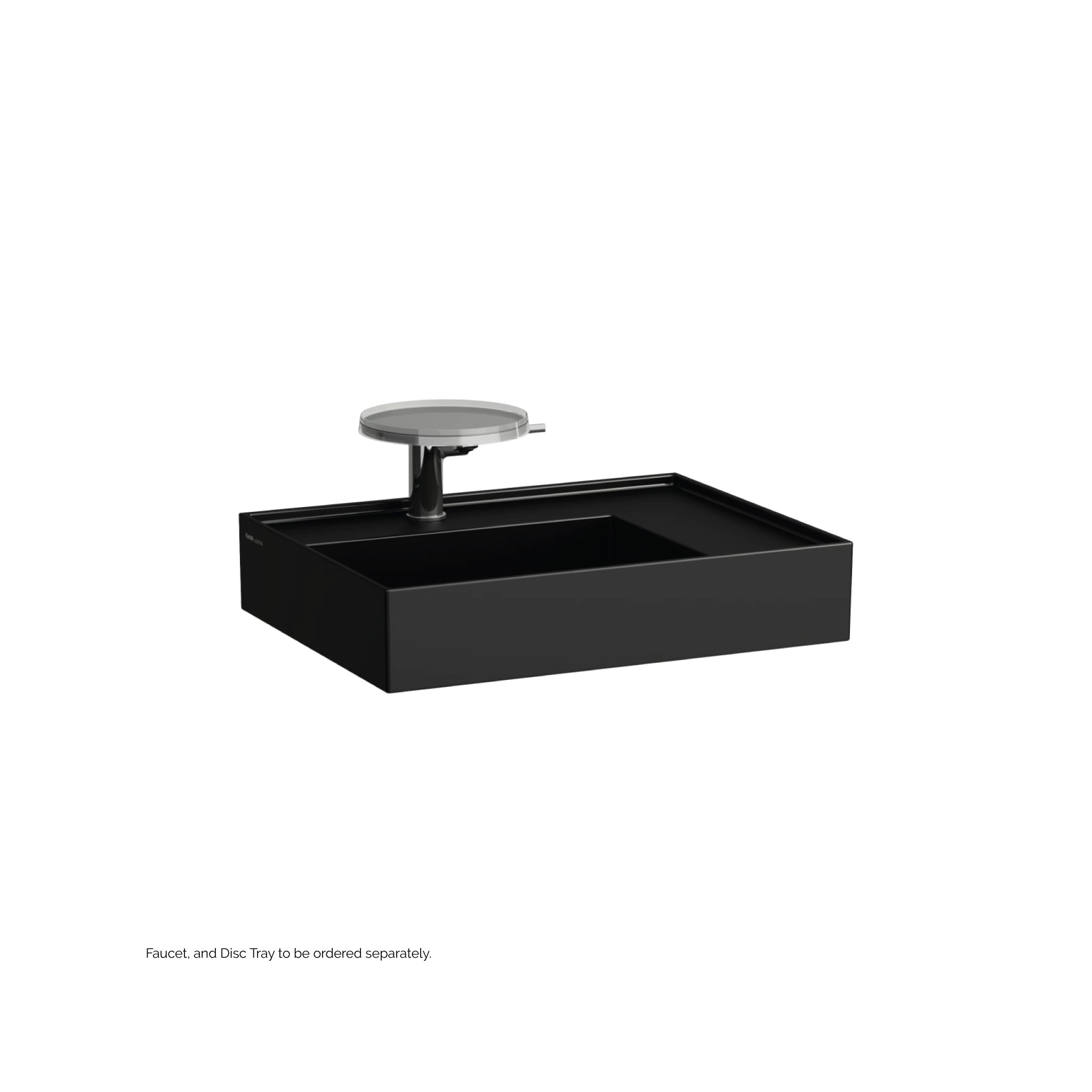 Laufen, Laufen Kartell 24" x 18" Matte Black Wall-Mounted Shelf-Right Bathroom Sink With Faucet Hole