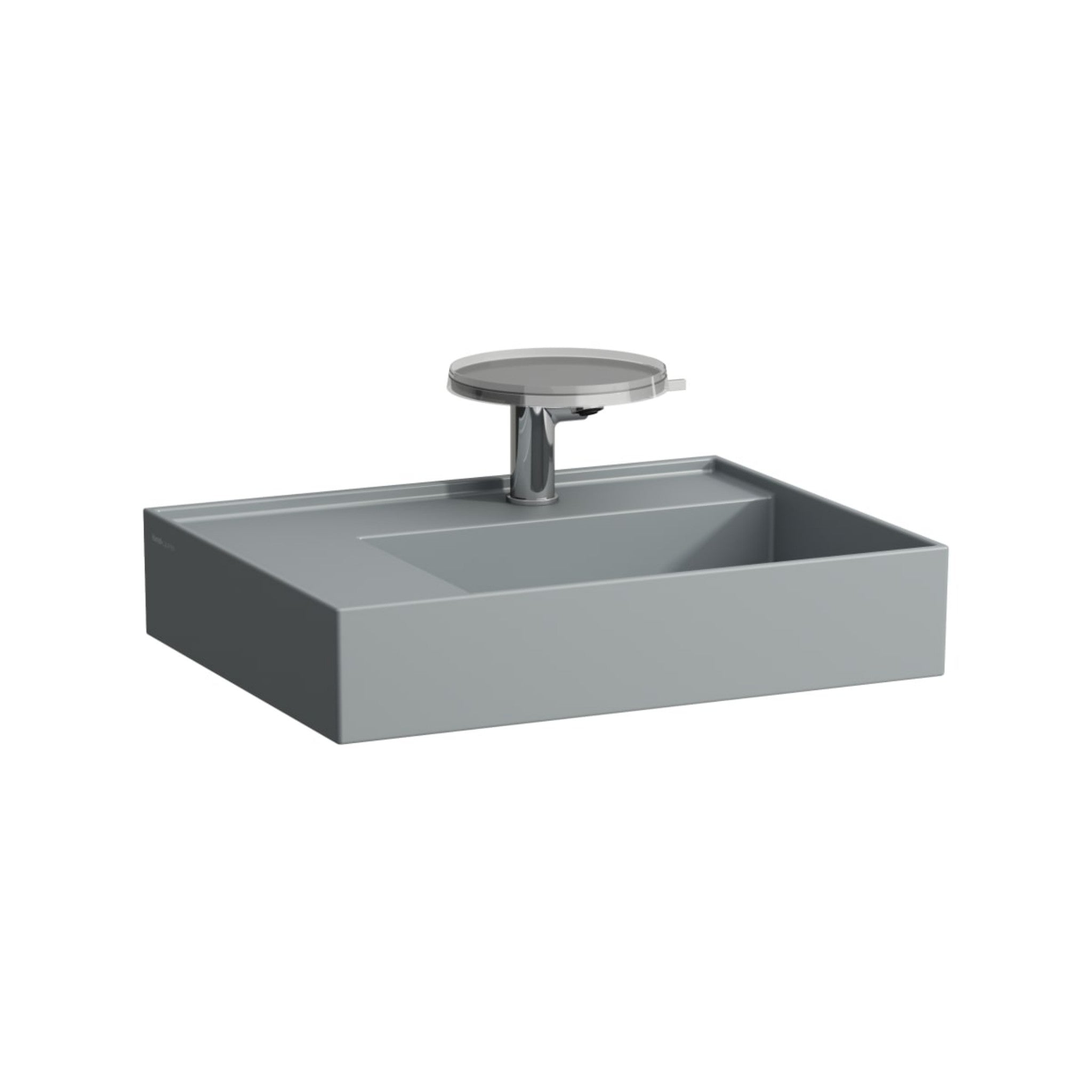 Laufen, Laufen Kartell 24" x 18" Matte Graphite Countertop Shelf-Left Bathroom Sink With Faucet Hole