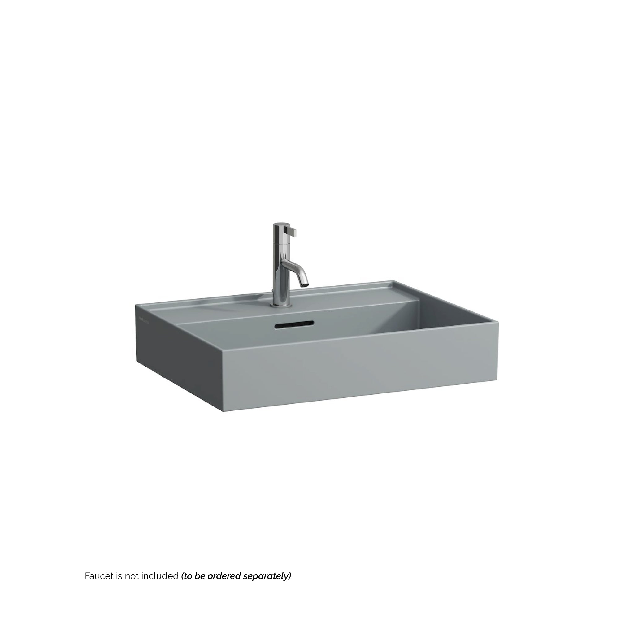 Laufen, Laufen Kartell 24" x 18" Matte Graphite Wall-Mounted Bathroom Sink With Faucet Hole