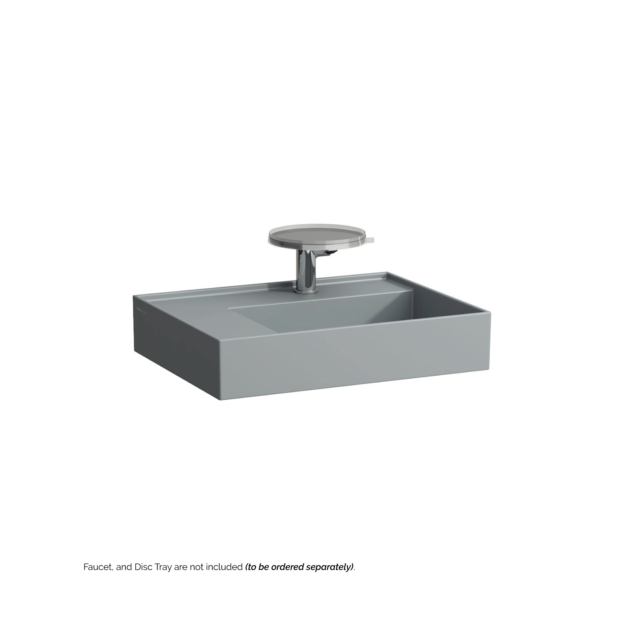 Laufen, Laufen Kartell 24" x 18" Matte Graphite Wall-Mounted Shelf-Left Bathroom Sink With Faucet Hole