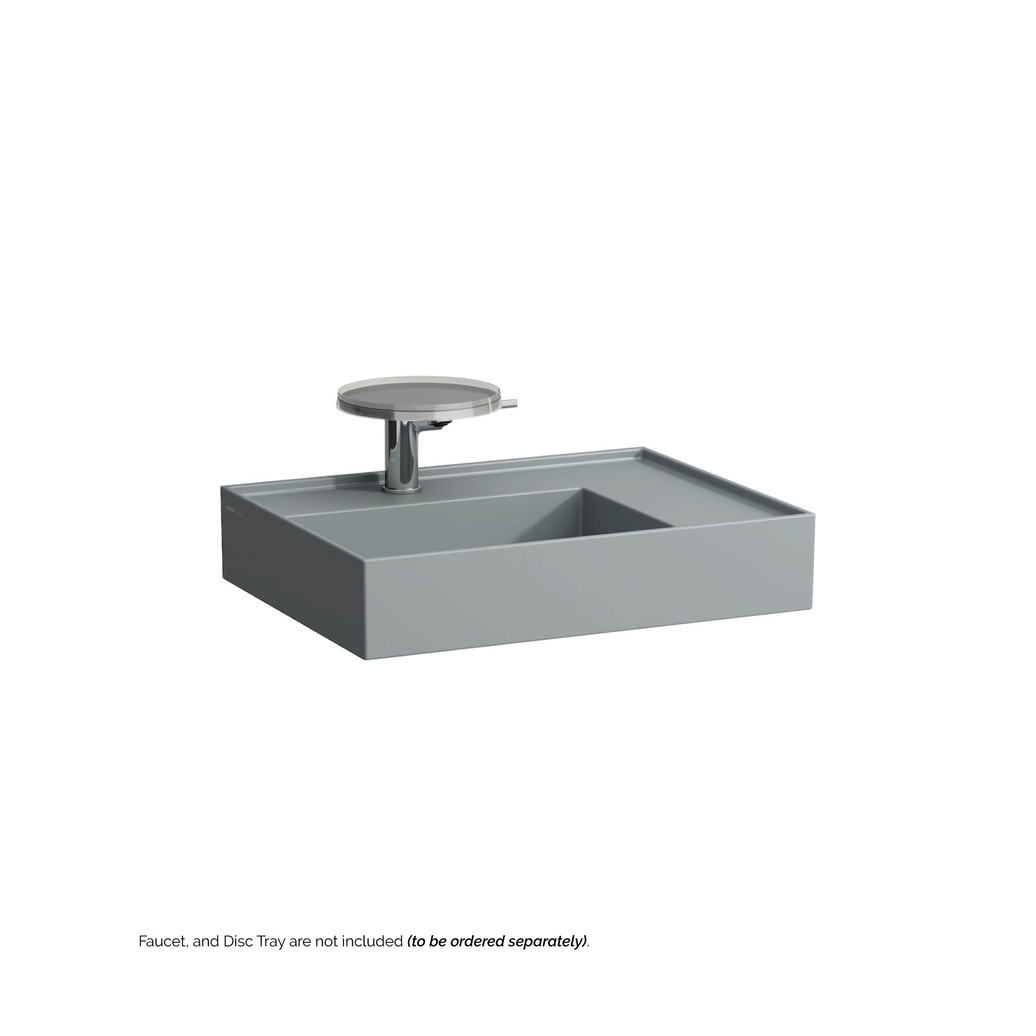 Laufen, Laufen Kartell 24" x 18" Matte Graphite Wall-Mounted Shelf-Right Bathroom Sink With Faucet Hole