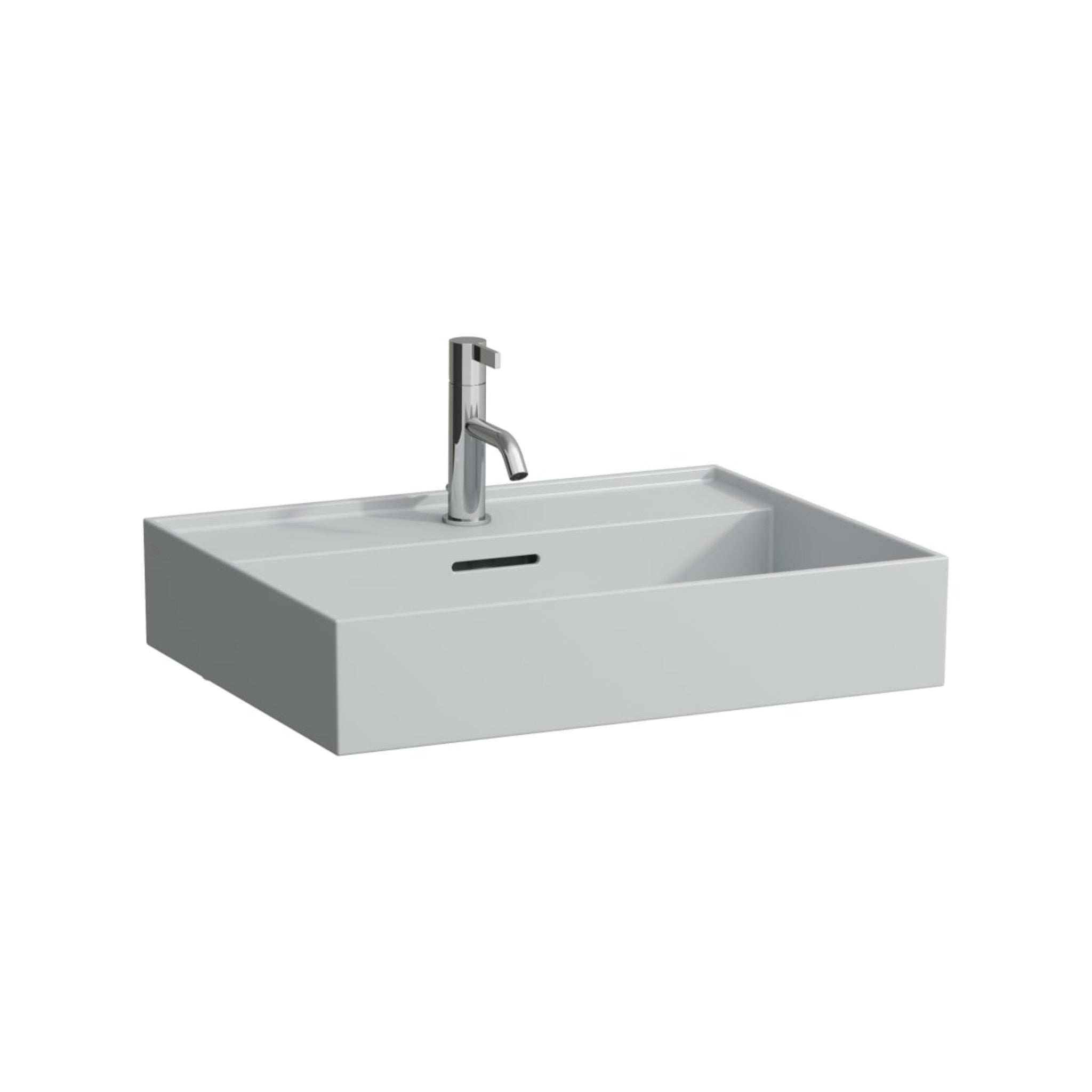 Laufen, Laufen Kartell 24" x 18" Matte Gray Countertop Bathroom Sink With Faucet Hole