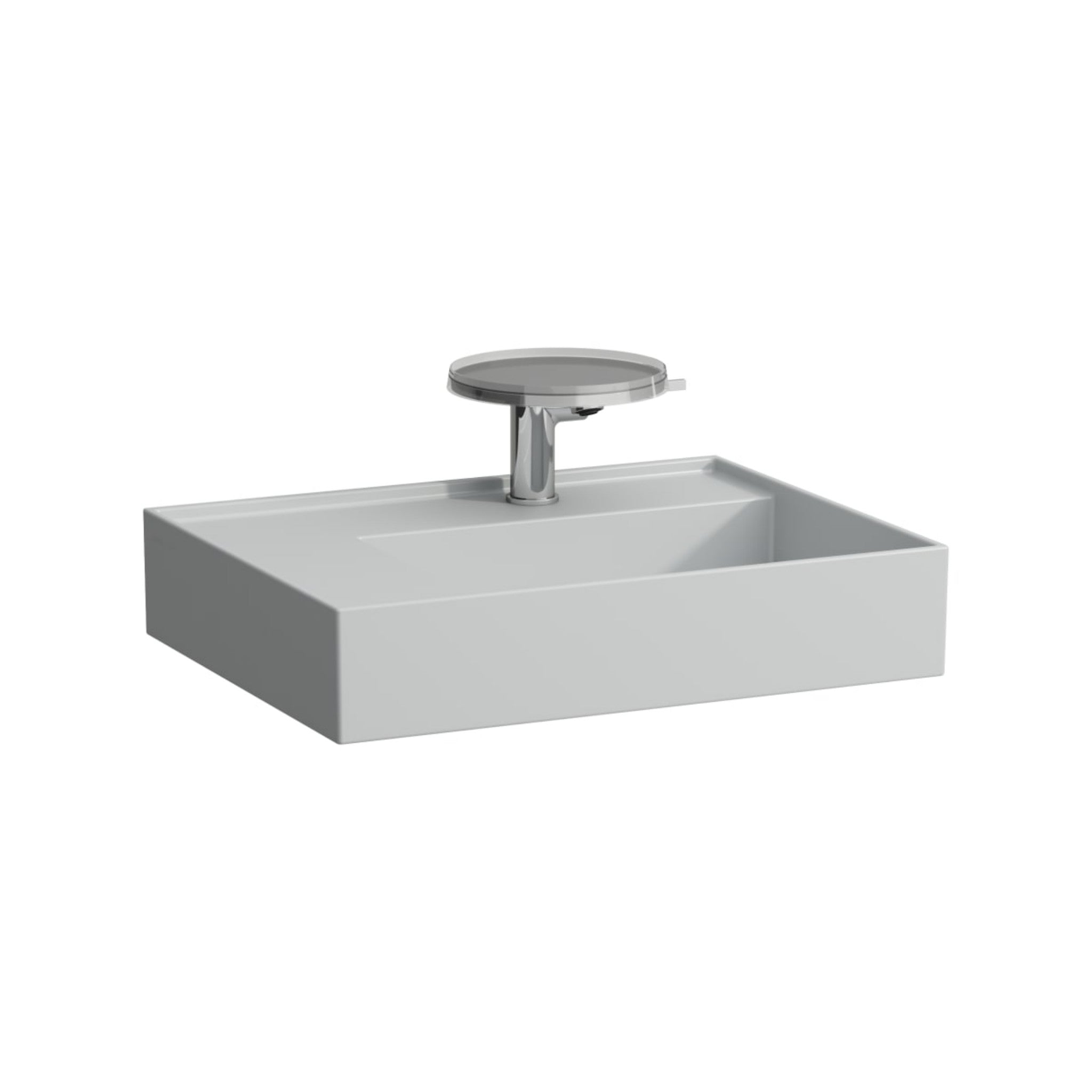 Laufen, Laufen Kartell 24" x 18" Matte Gray Countertop Shelf-Left Bathroom Sink With Faucet Hole