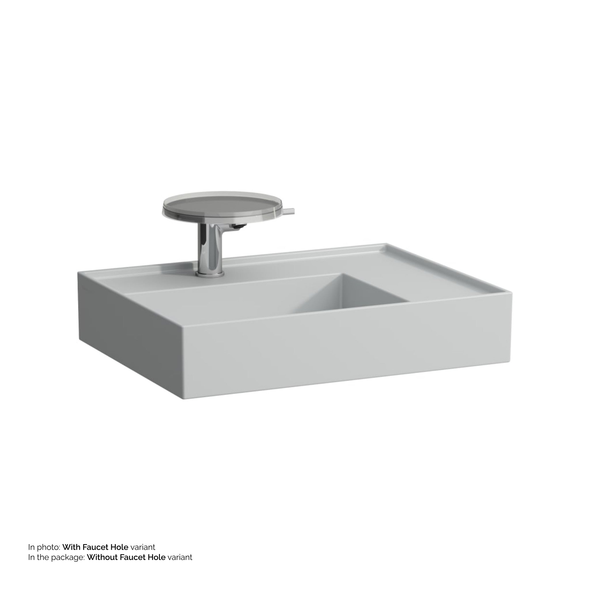 Laufen, Laufen Kartell 24" x 18" Matte Gray Countertop Shelf-Right Bathroom Sink Without Faucet Hole