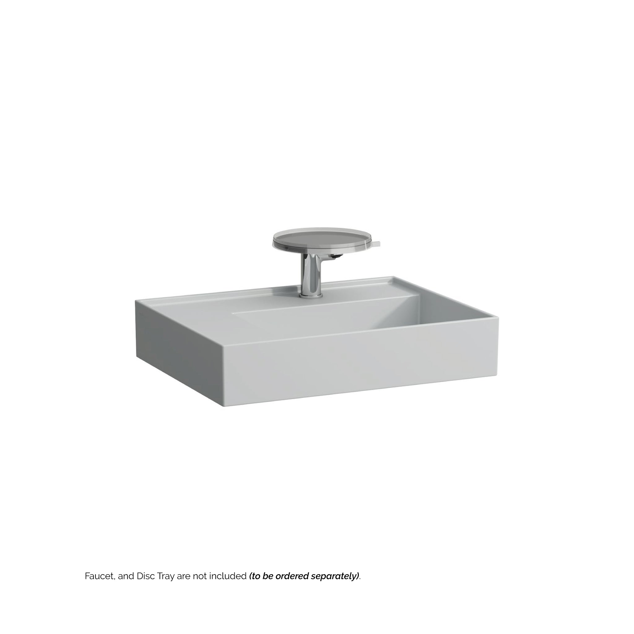 Laufen, Laufen Kartell 24" x 18" Matte Gray Wall-Mounted Shelf-Left Bathroom Sink With Faucet Hole