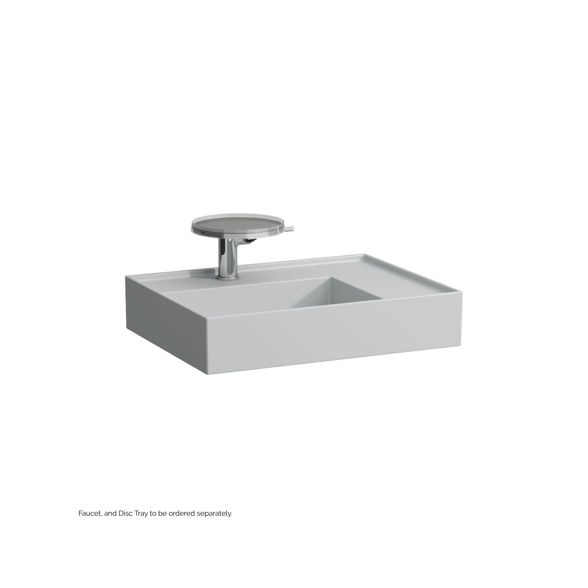 Laufen, Laufen Kartell 24" x 18" Matte Gray Wall-Mounted Shelf-Right Bathroom Sink With Faucet Hole